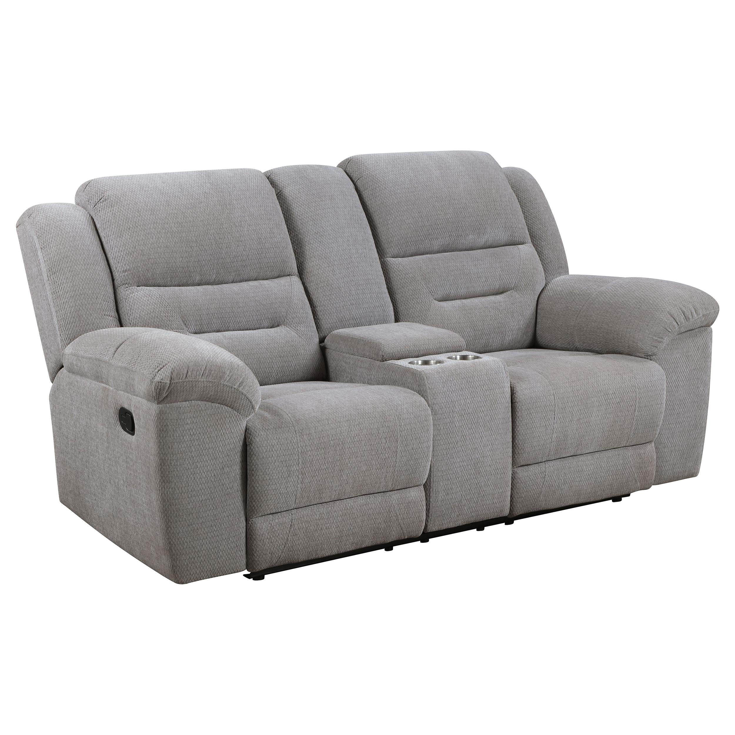 Gilson Gray Chenille Reclining Loveseat - Image 4
