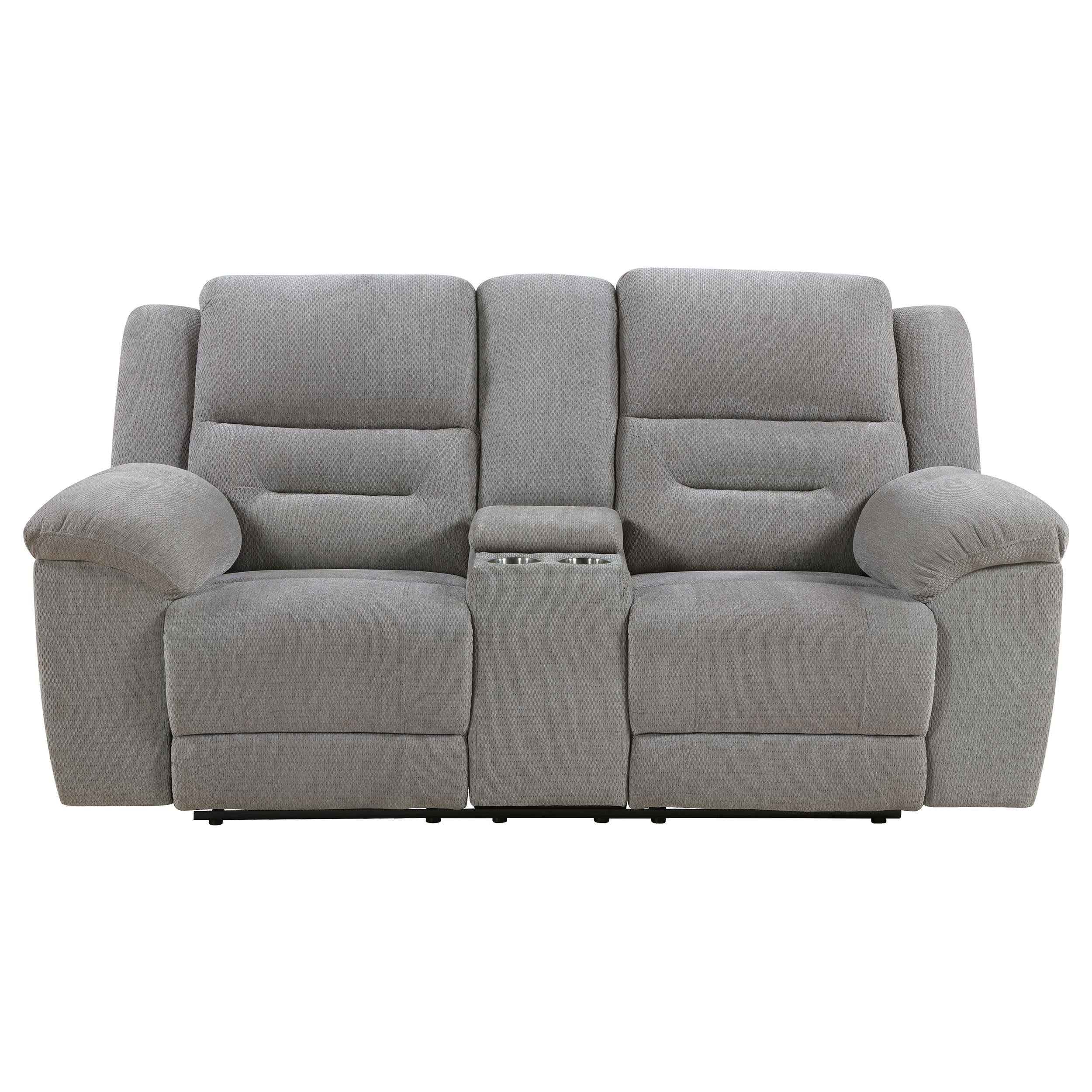 Gilson Gray Chenille Reclining Loveseat - Image 5
