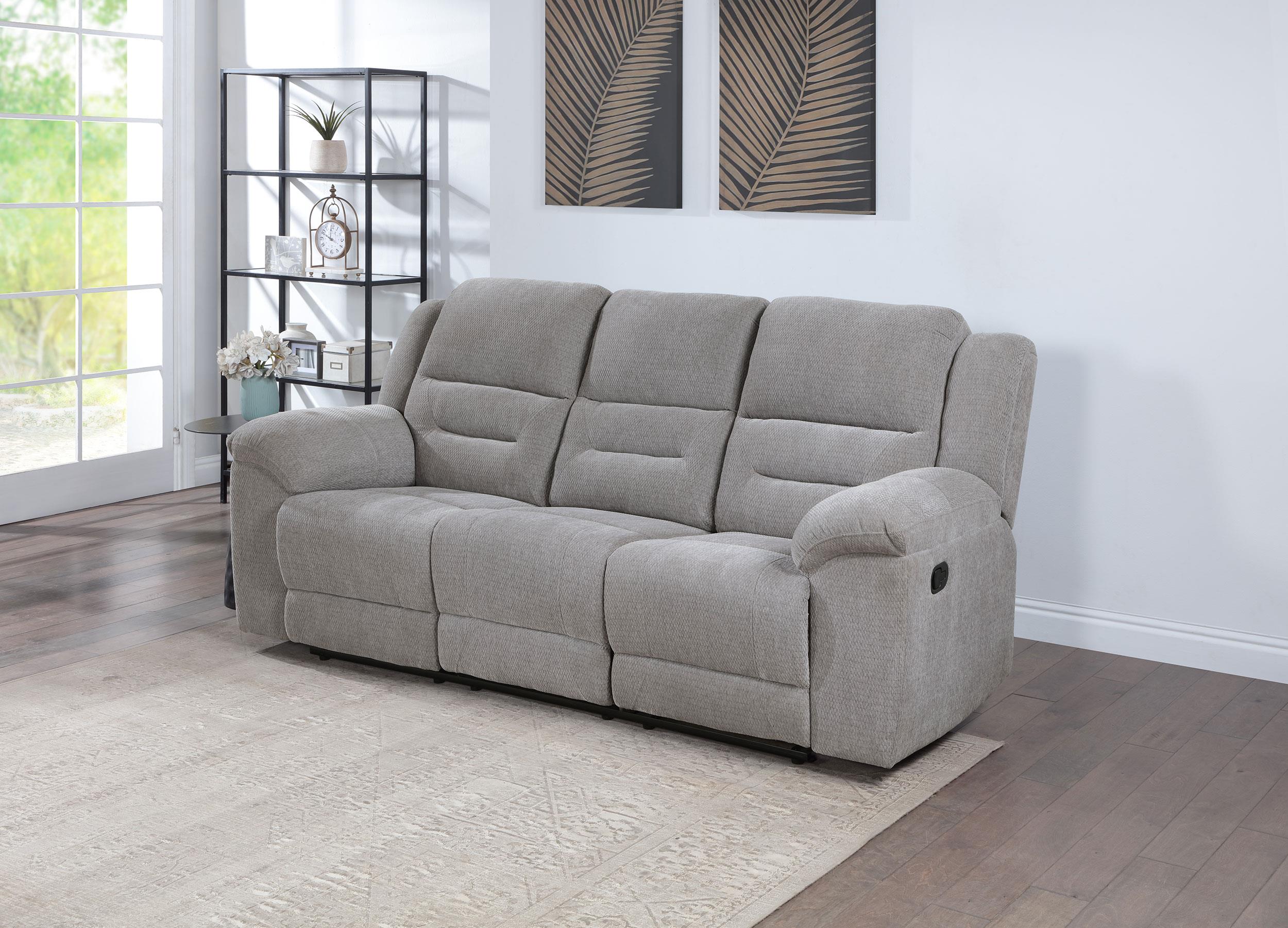 Gilson Gray Chenille Upholstered Reclining Sofa