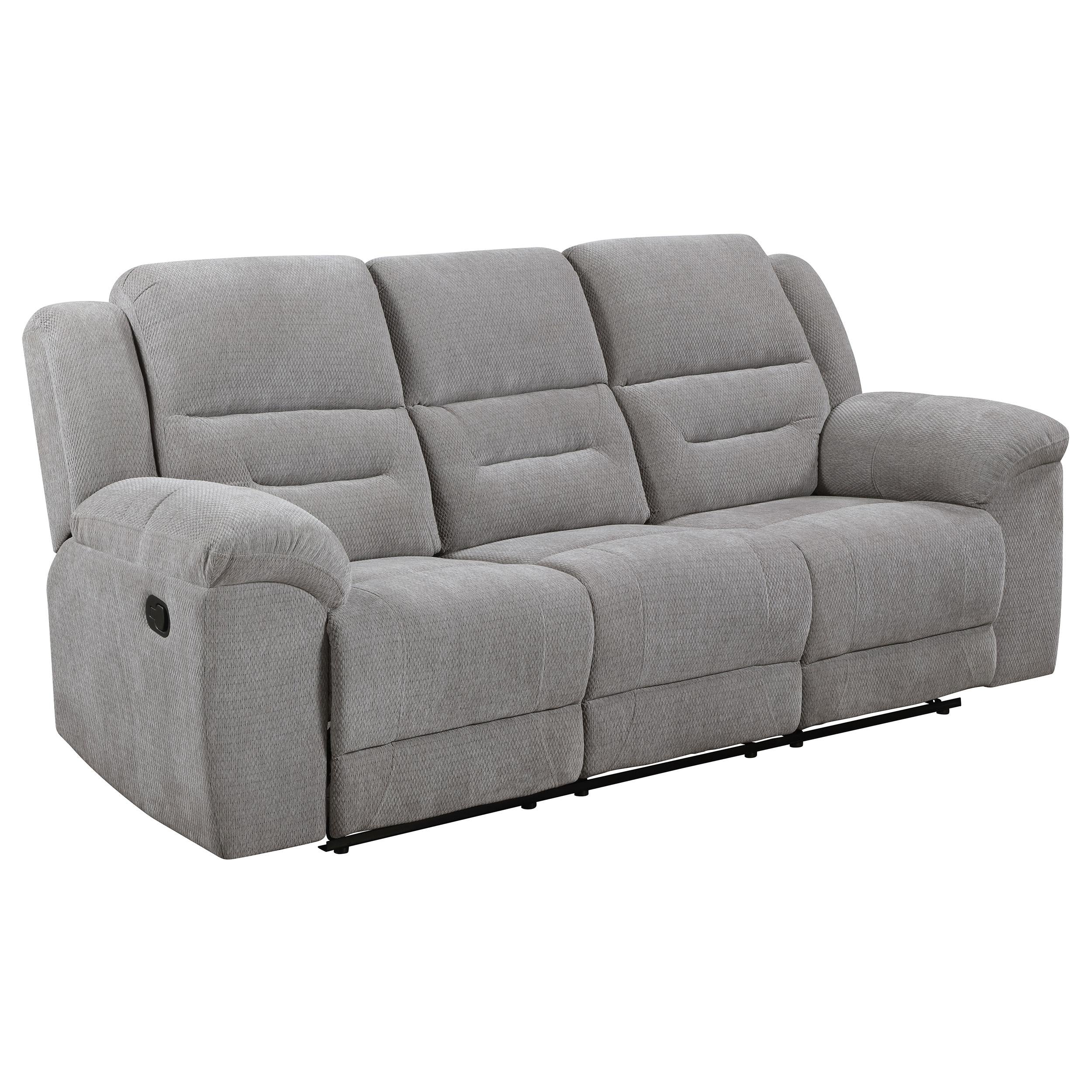 Gilson Gray Chenille Upholstered Reclining Sofa - Image 3