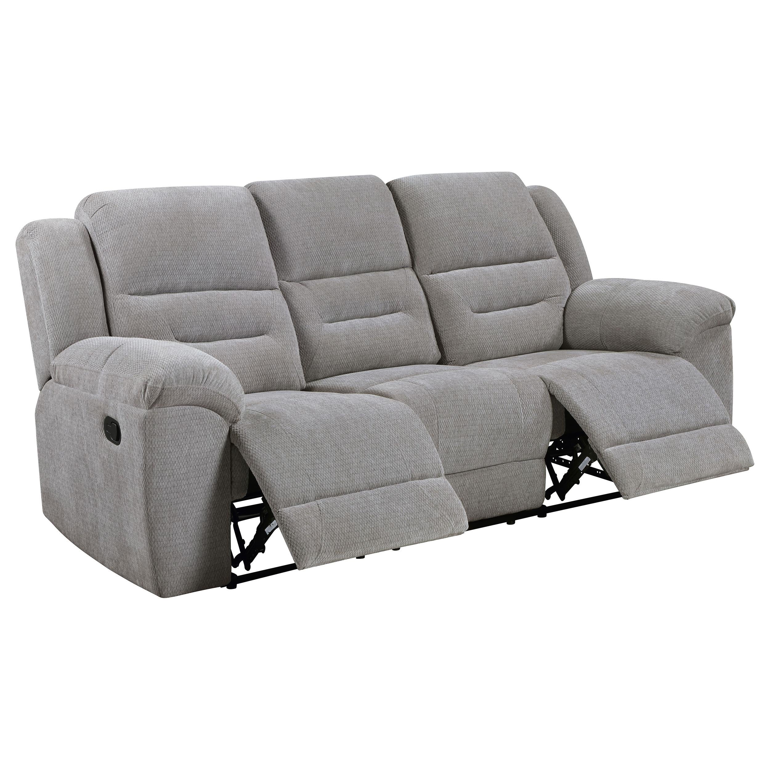 Gilson Gray Chenille Upholstered Reclining Sofa - Image 5