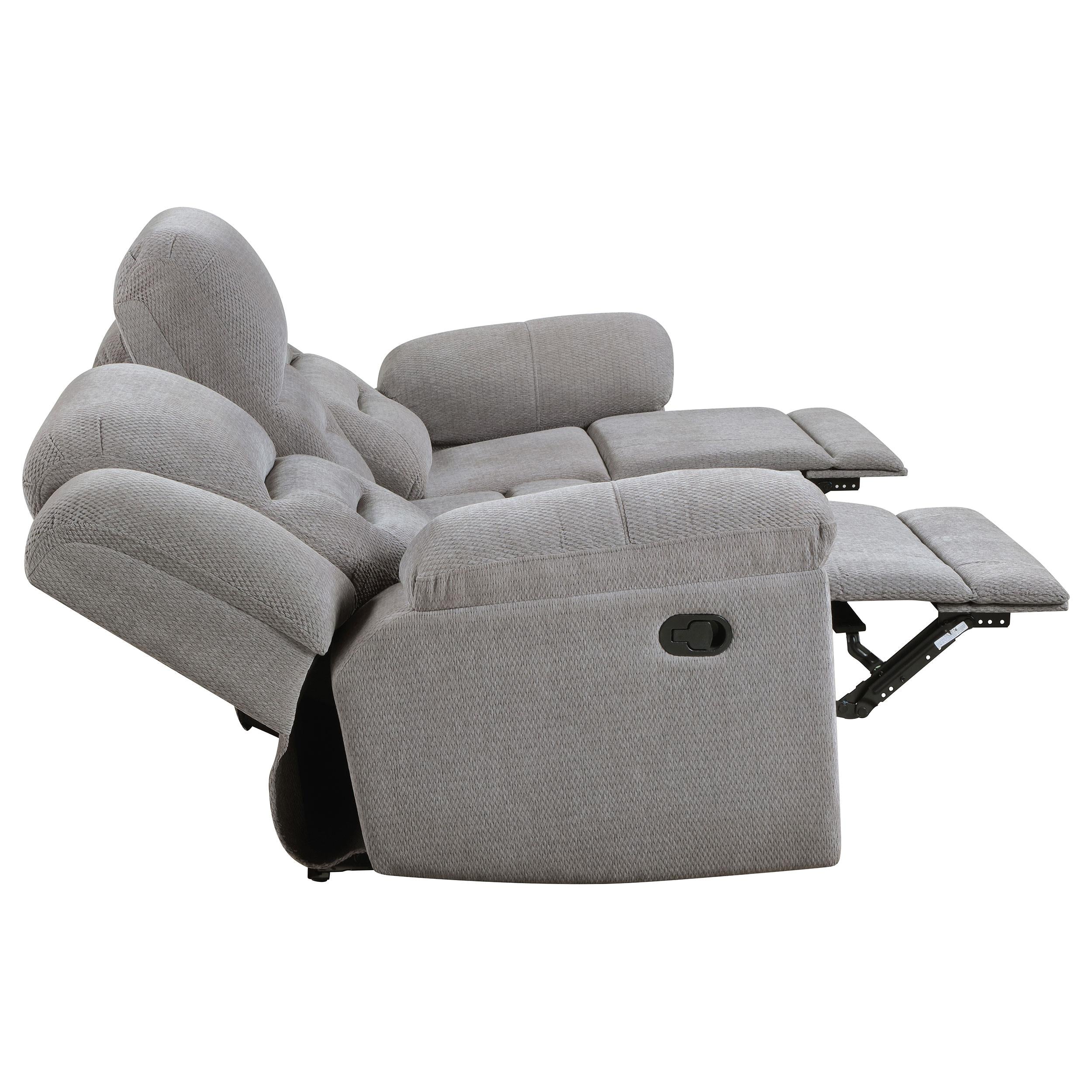 Gilson Gray Chenille Upholstered Reclining Sofa - Image 8