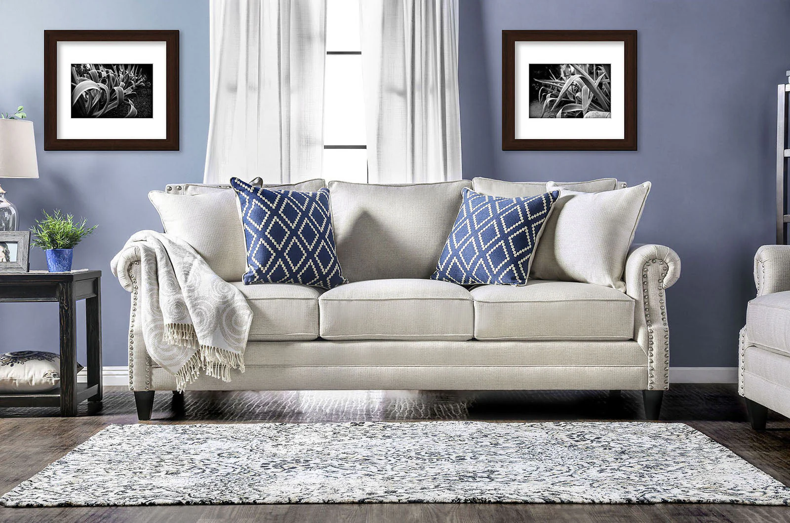 Giovanni Beige/Blue Sofa