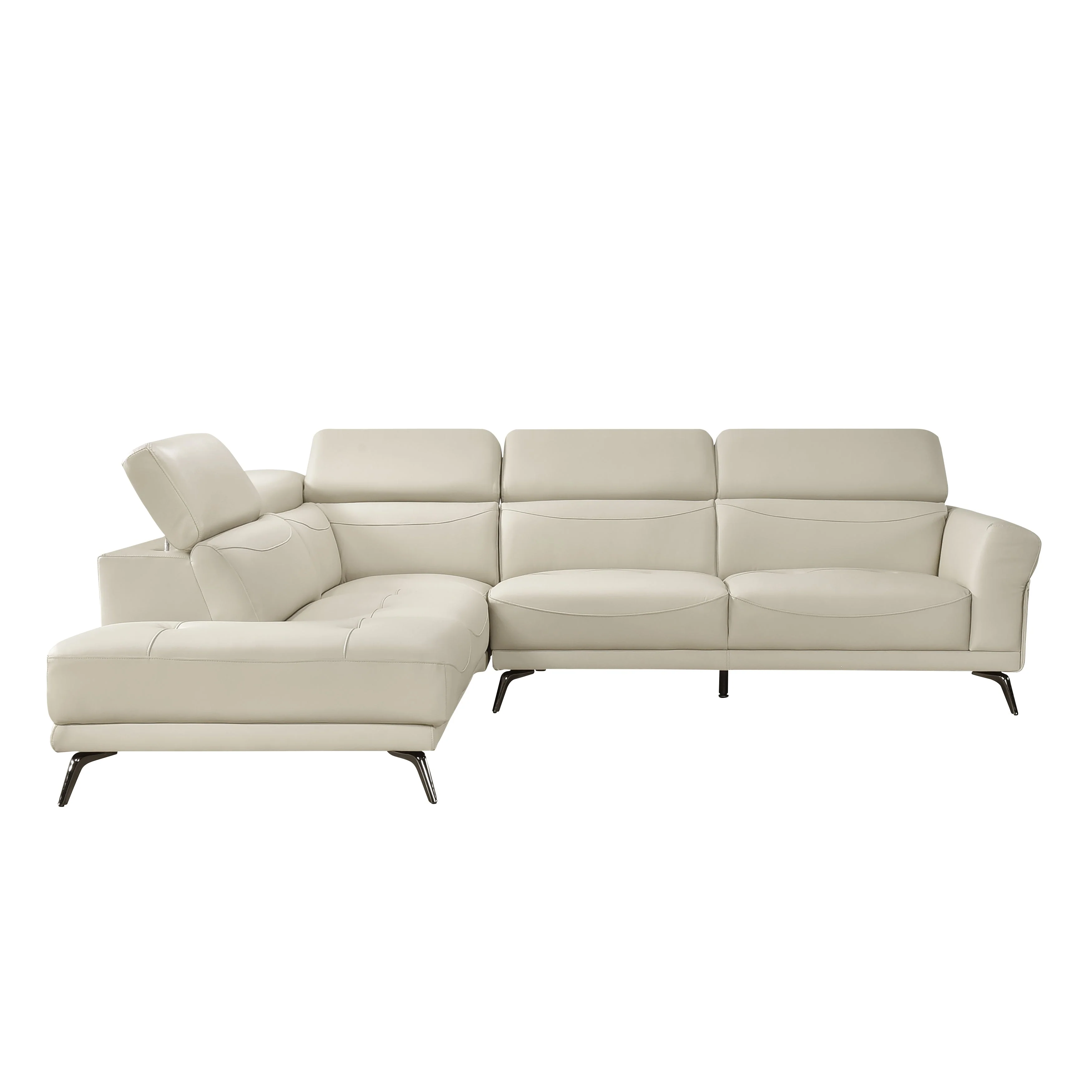 Giselle Beige Leather 2-Piece Sectional with Left Chaise - Image 11