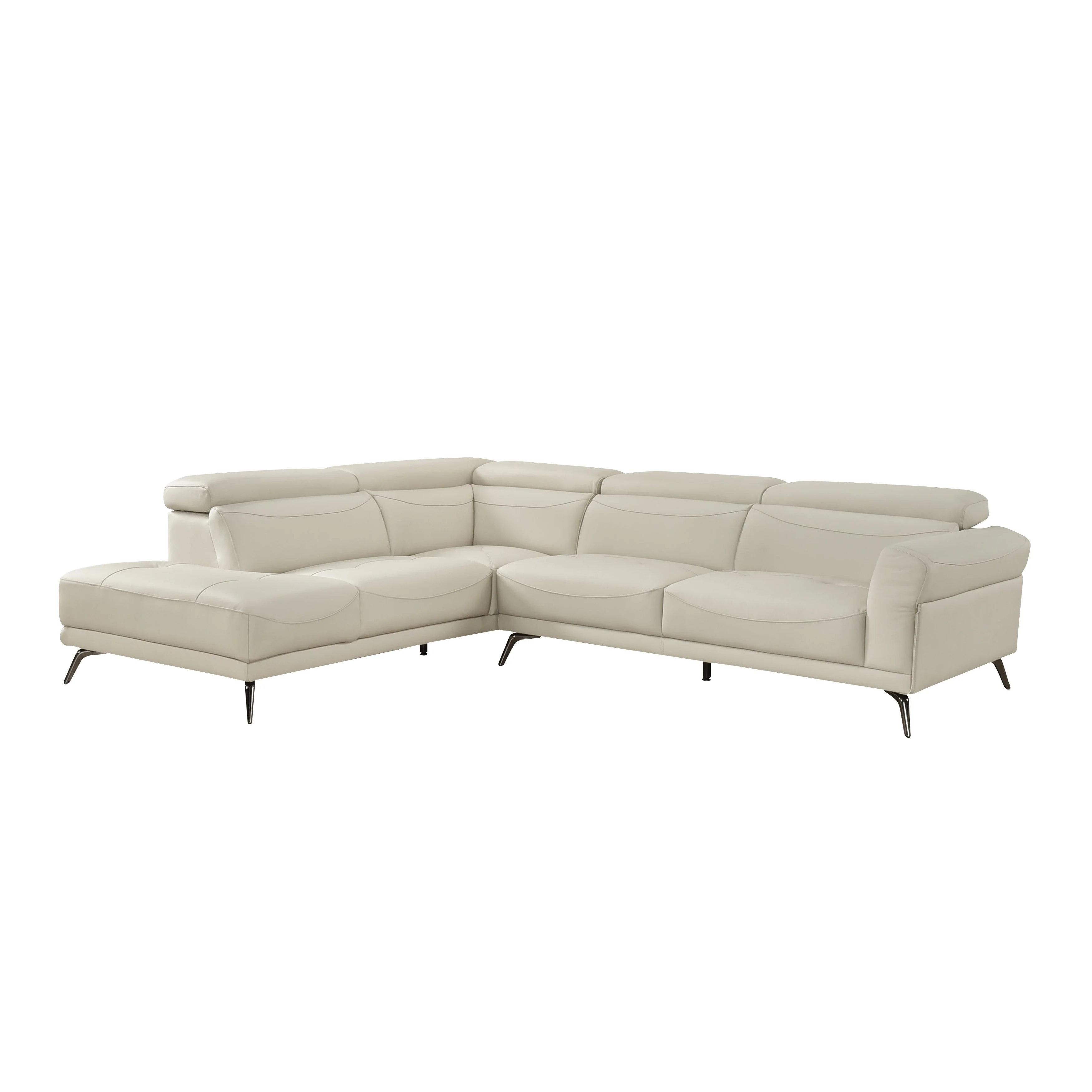 Giselle Beige Leather 2-Piece Sectional with Left Chaise - Image 15