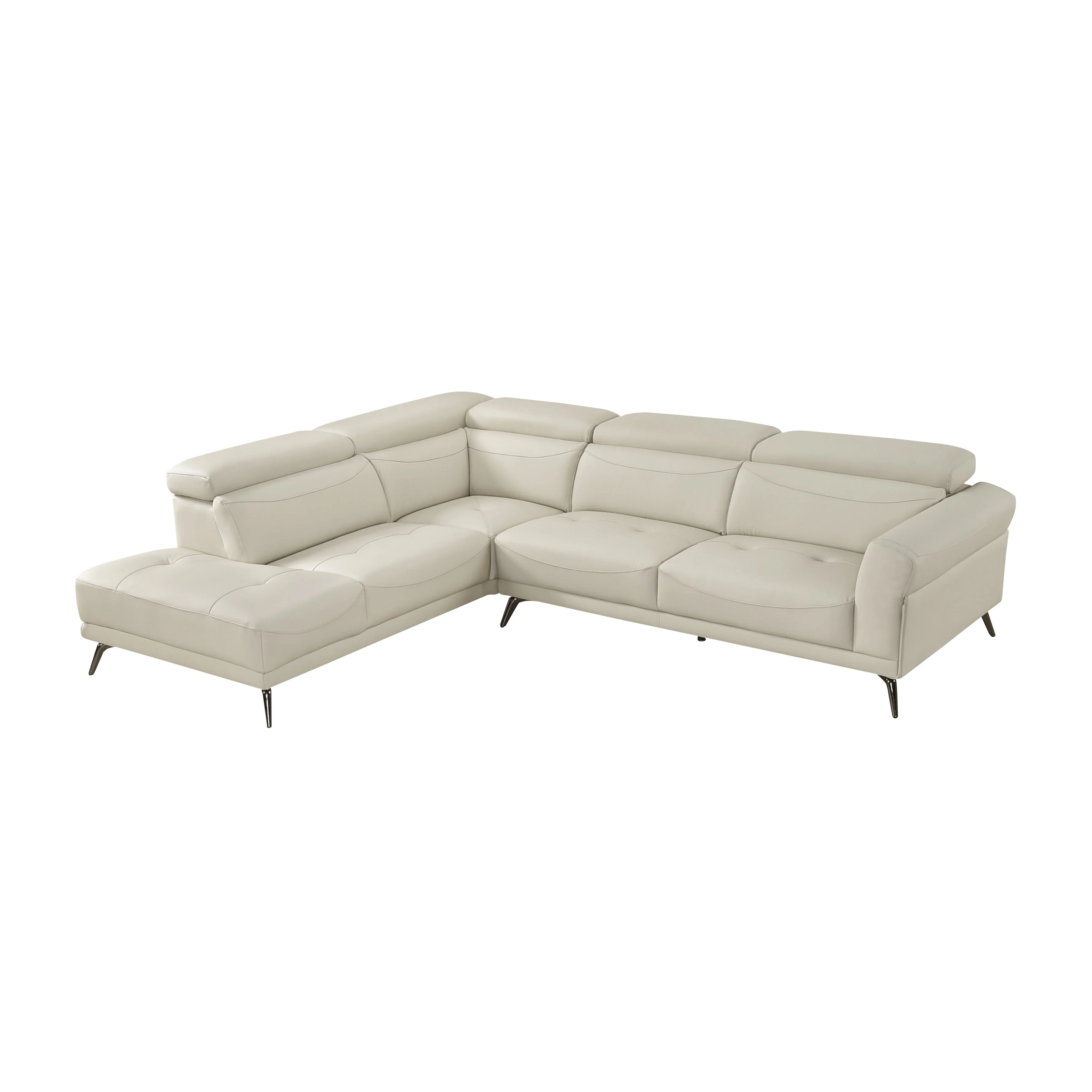Giselle Beige Leather 2-Piece Sectional with Left Chaise - Image 16
