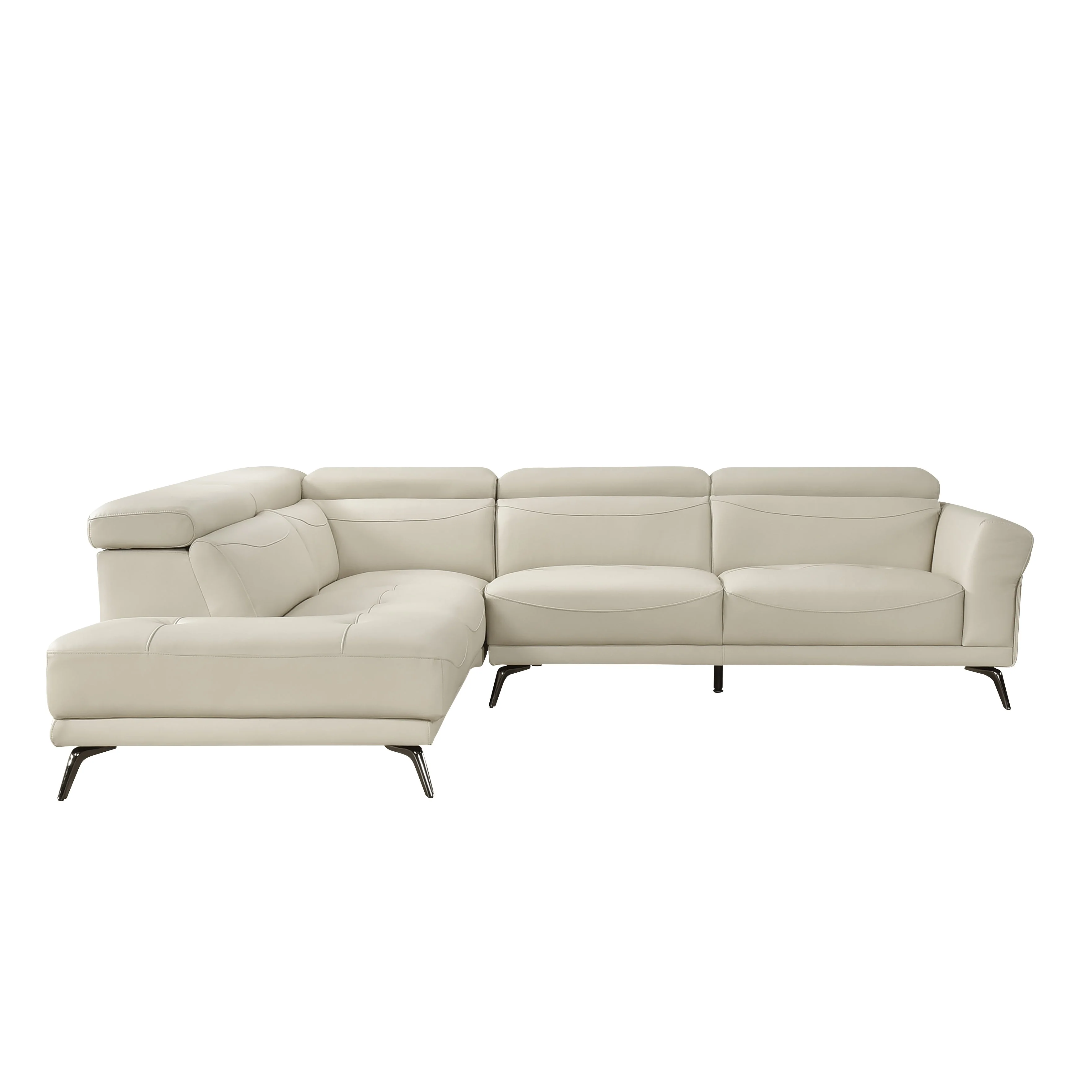 Giselle Beige Leather 2-Piece Sectional with Left Chaise - Image 17