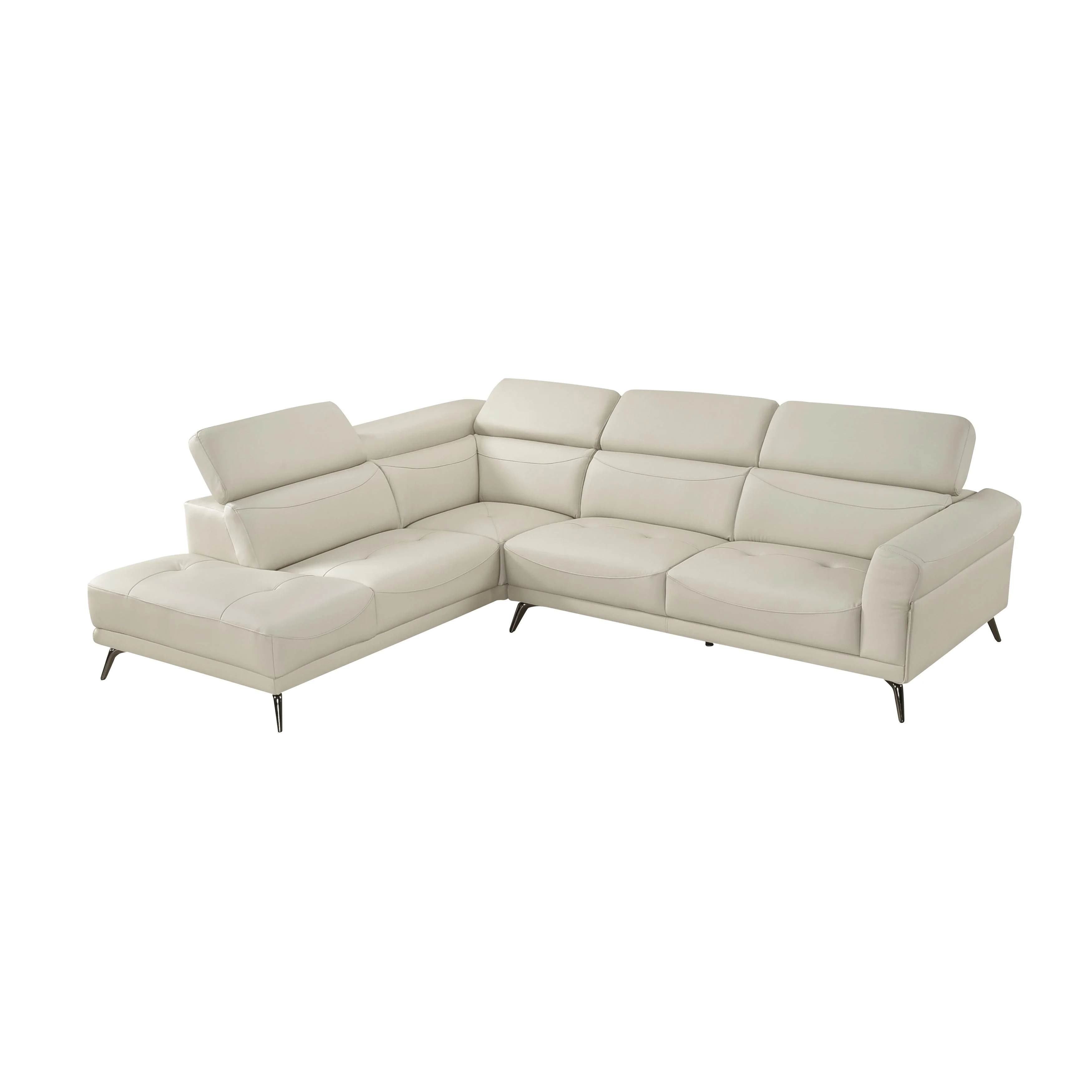Giselle Beige Leather 2-Piece Sectional with Left Chaise - Image 22