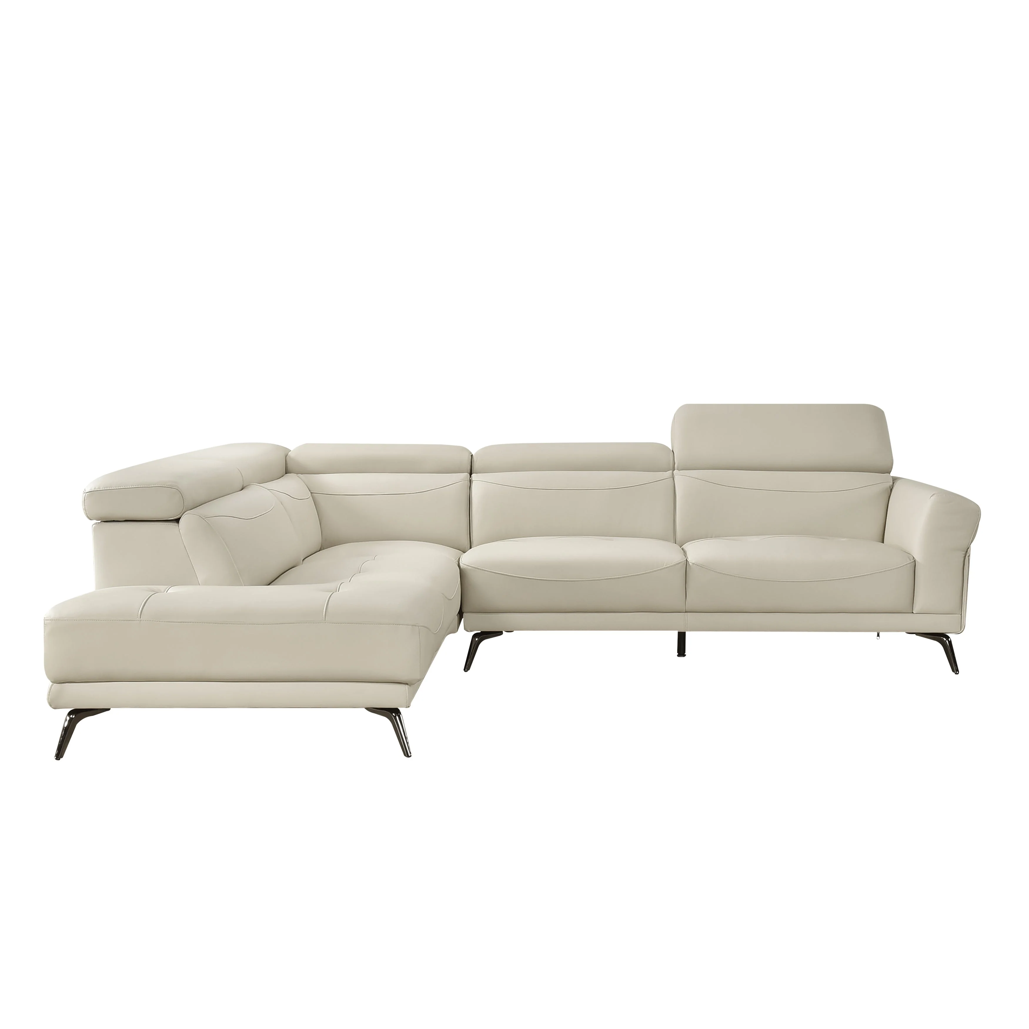 Giselle Beige Leather 2-Piece Sectional with Left Chaise - Image 23