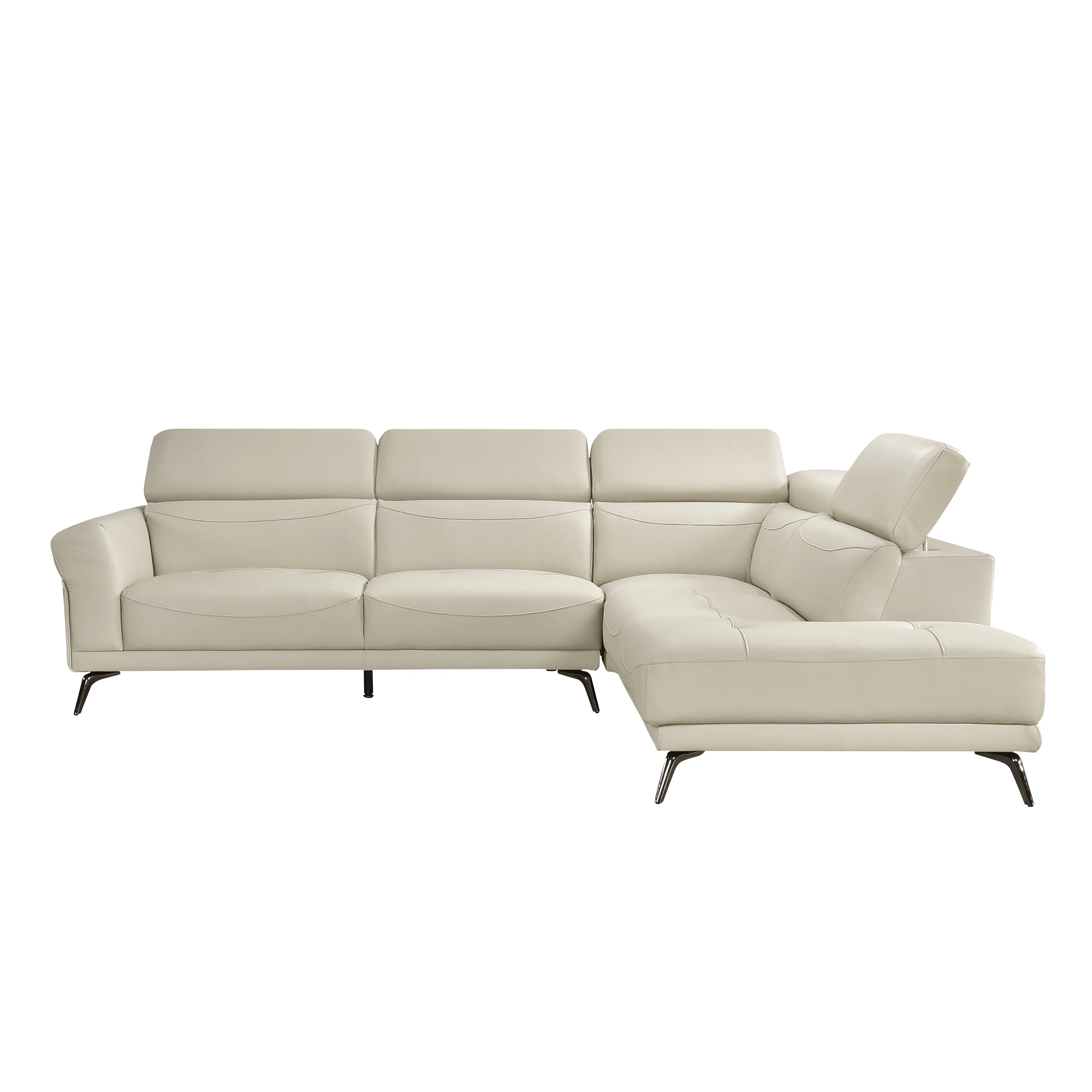 Giselle Beige Leather 2-Piece Sectional with Right Chaise - Image 11