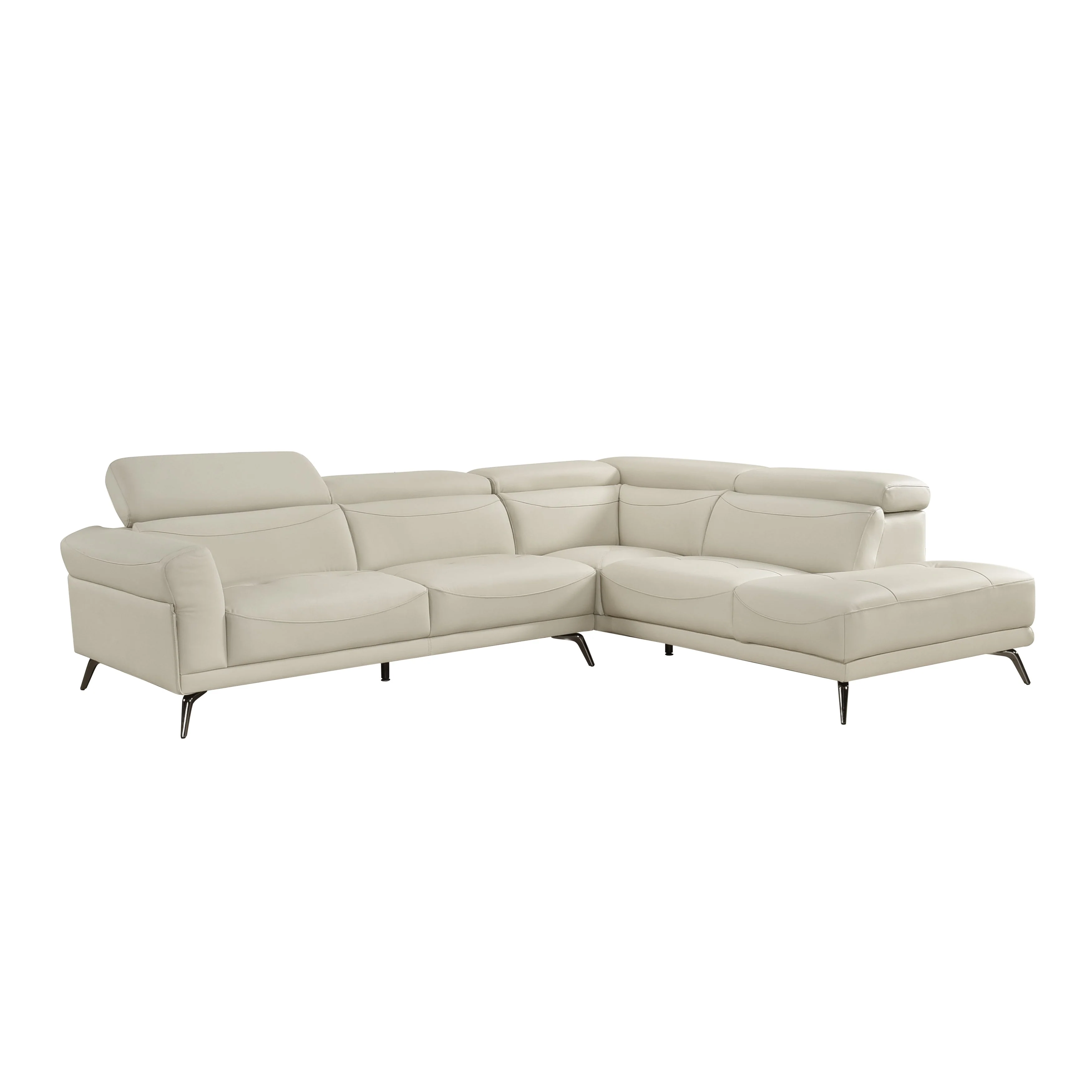 Giselle Beige Leather 2-Piece Sectional with Right Chaise - Image 20