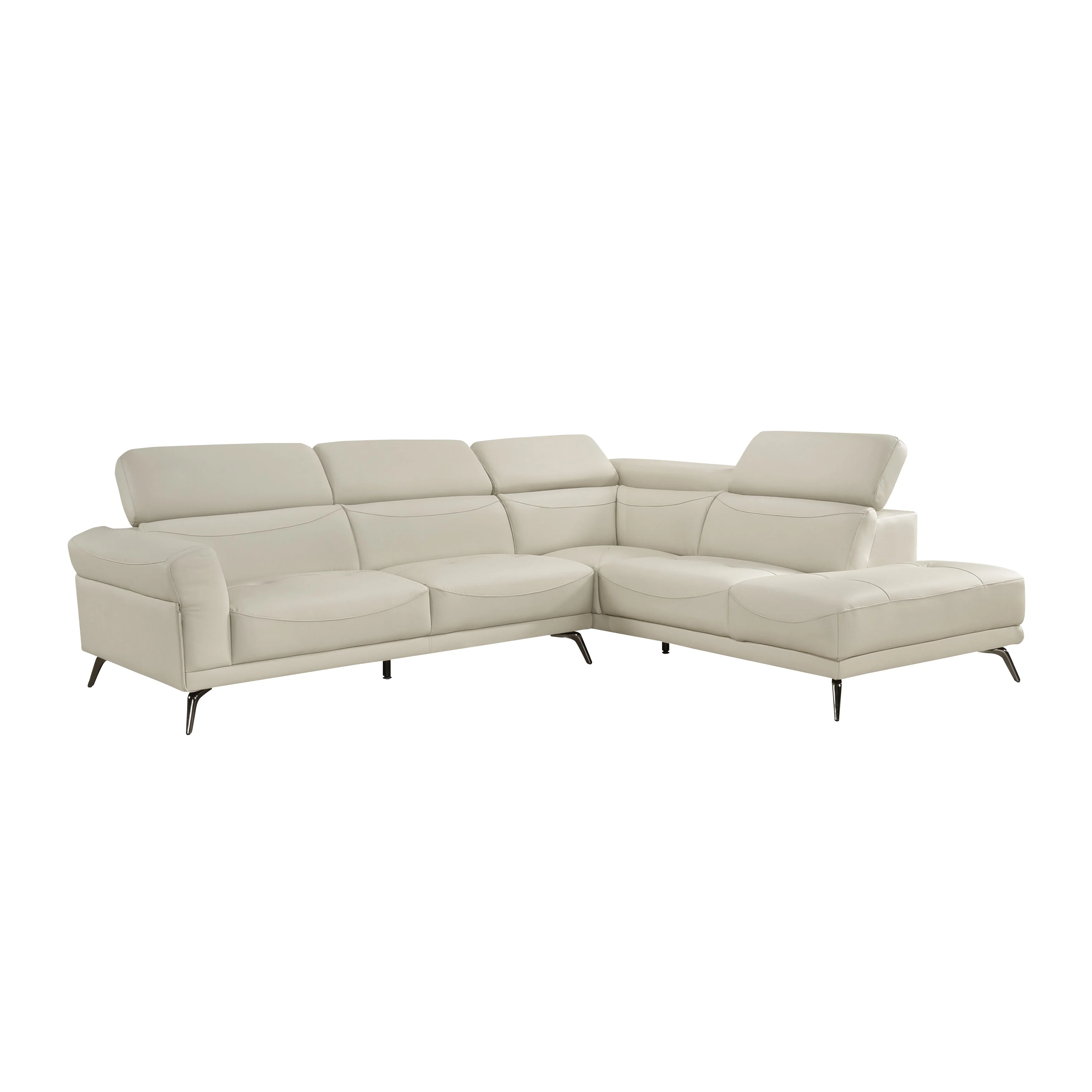 Giselle Beige Leather 2-Piece Sectional with Right Chaise - Image 8