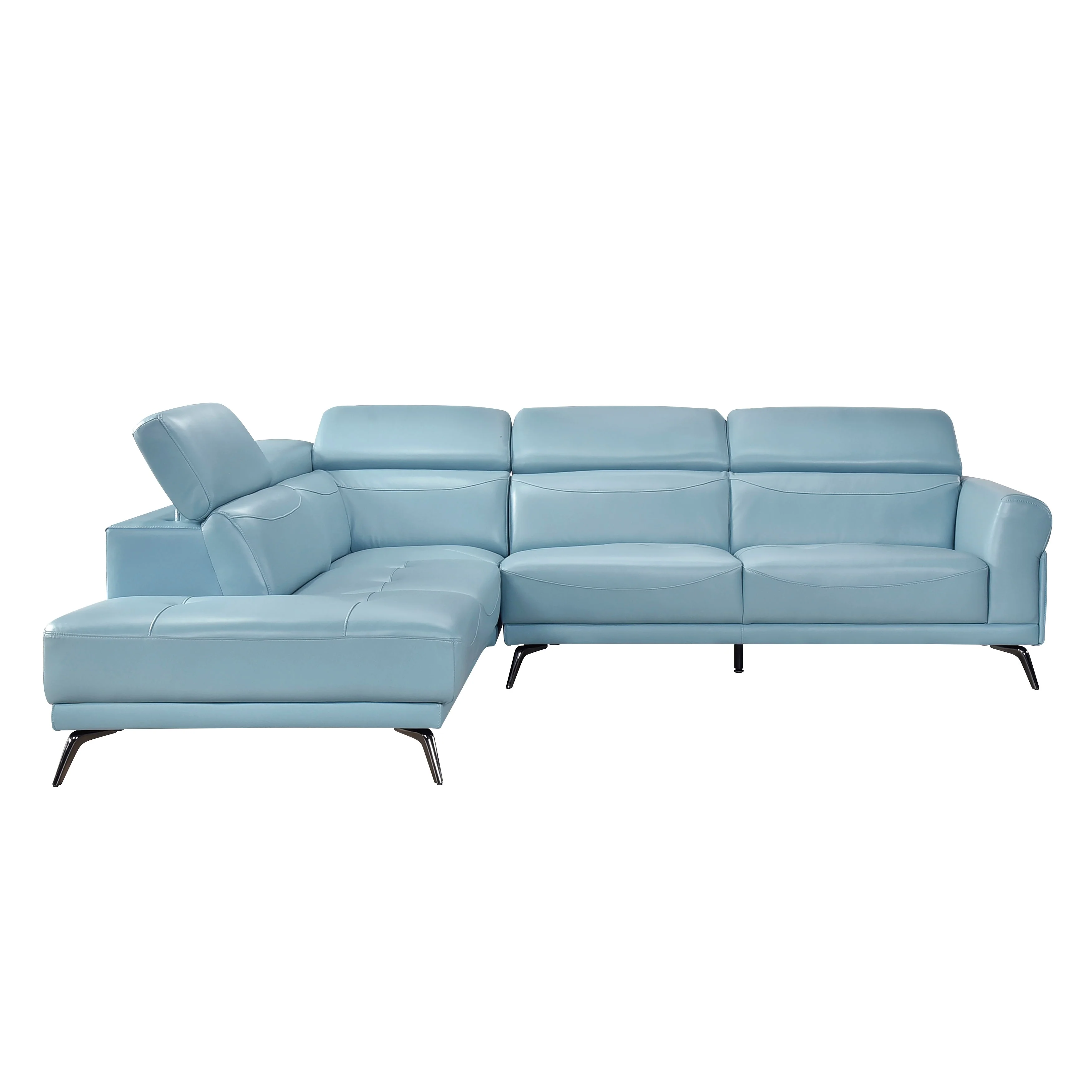 Giselle Blue Leather 2-Piece Sectional with Left Chaise - Image 11