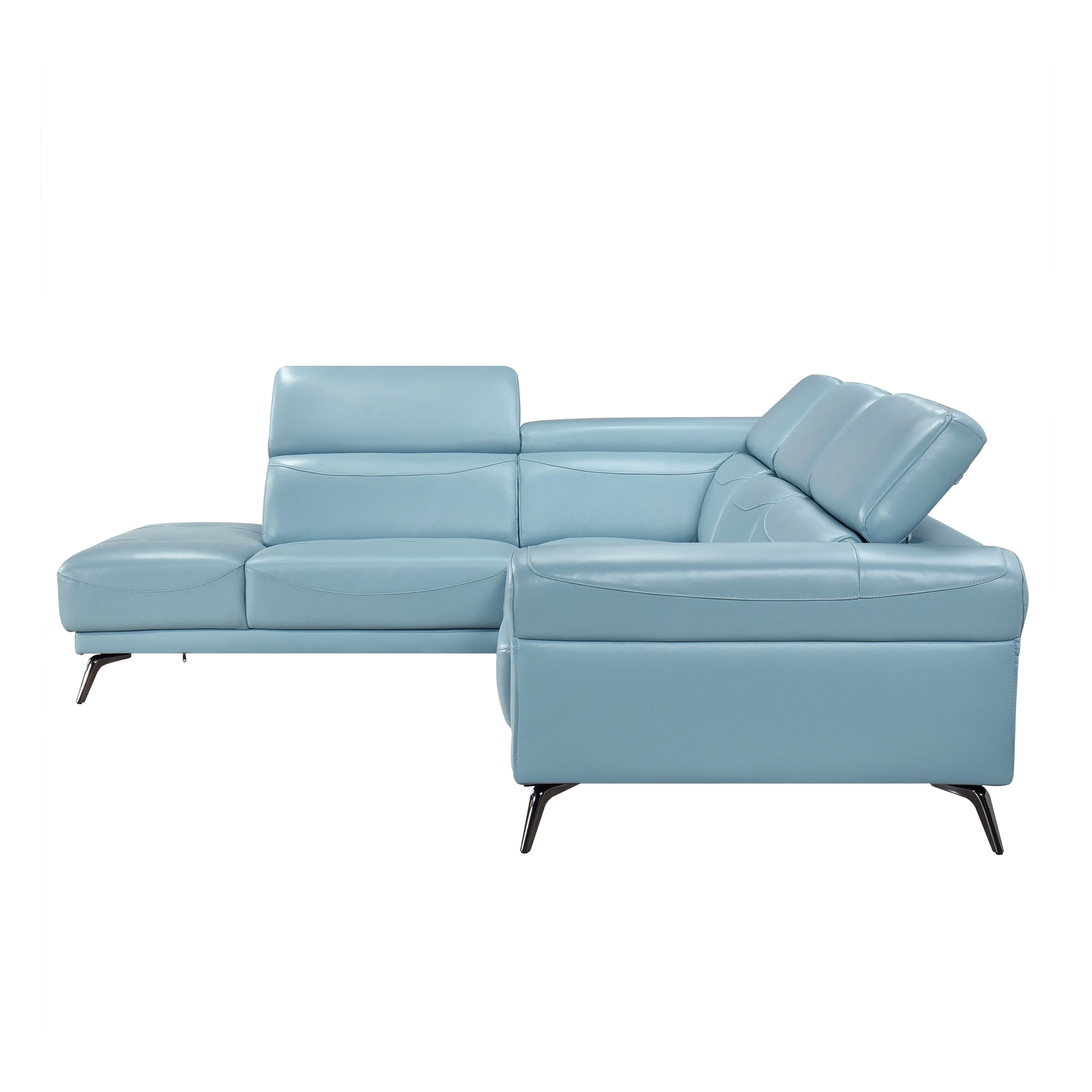 Giselle Blue Leather 2-Piece Sectional with Left Chaise - Image 12