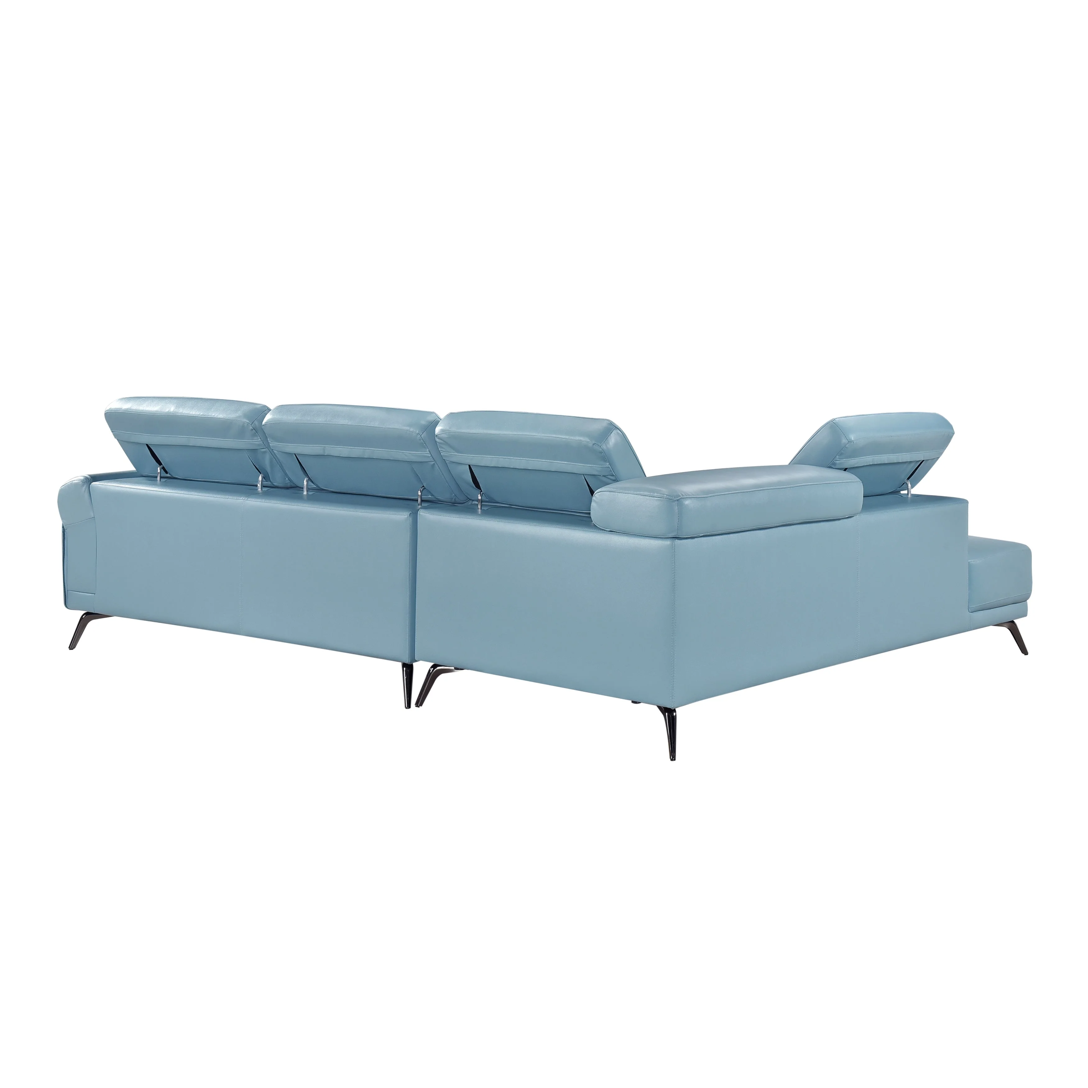 Giselle Blue Leather 2-Piece Sectional with Left Chaise - Image 13