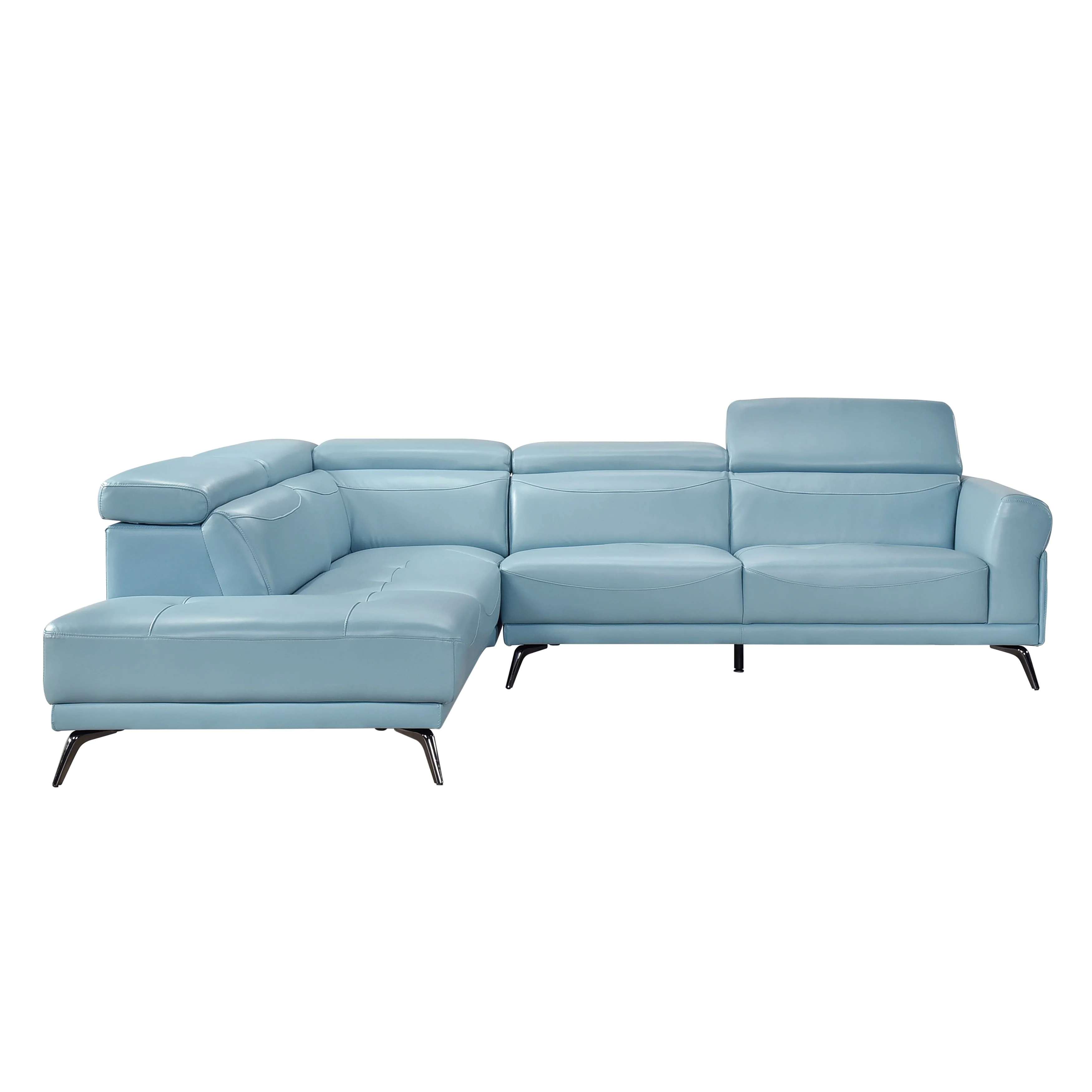 Giselle Blue Leather 2-Piece Sectional with Left Chaise - Image 22