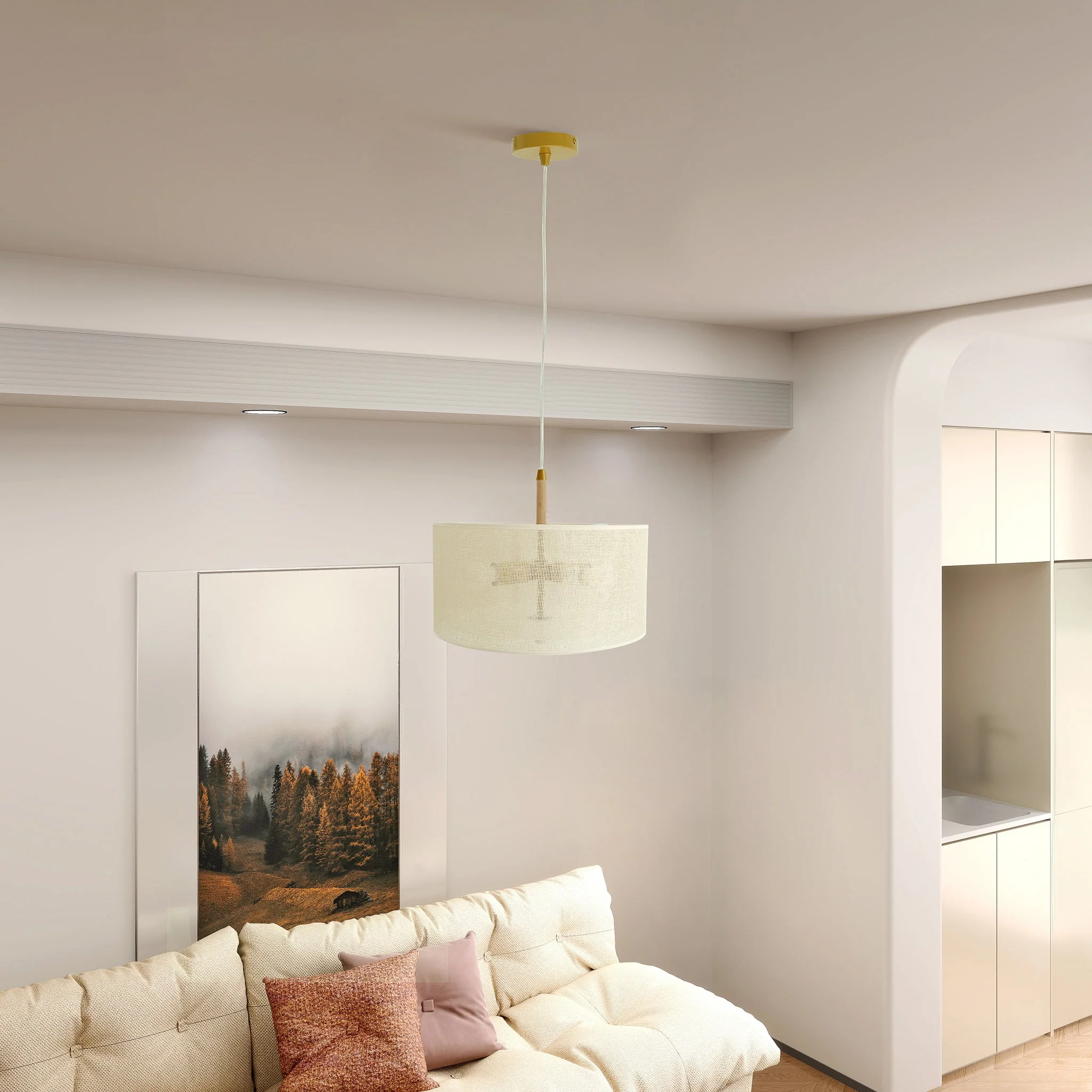 Glacier Pendant Lamp - Oak + Natural + Gold - Image 2