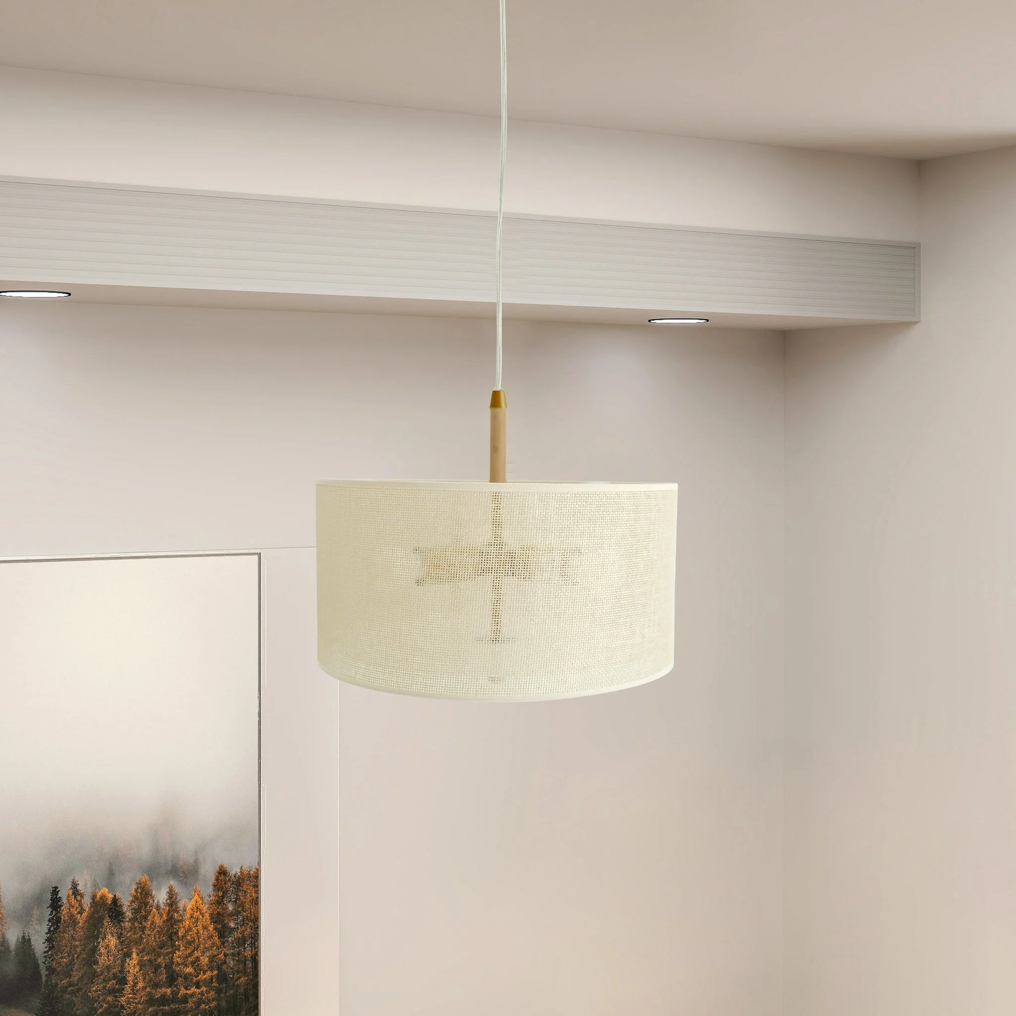 Glacier Pendant Lamp - Oak + Natural + Gold - Image 3