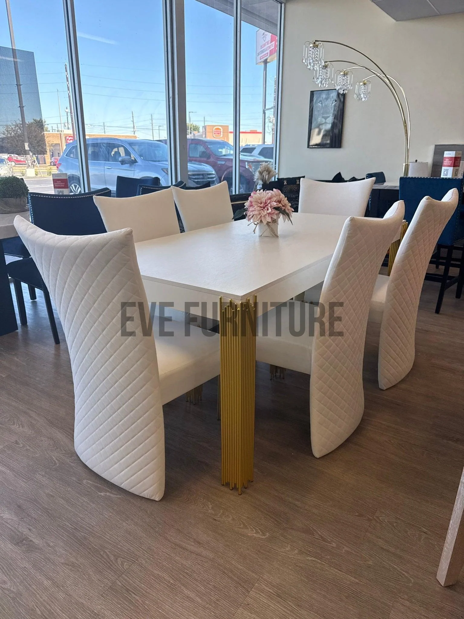 Glamor White/Gold 7-Piece Dining Room Set - Image 4