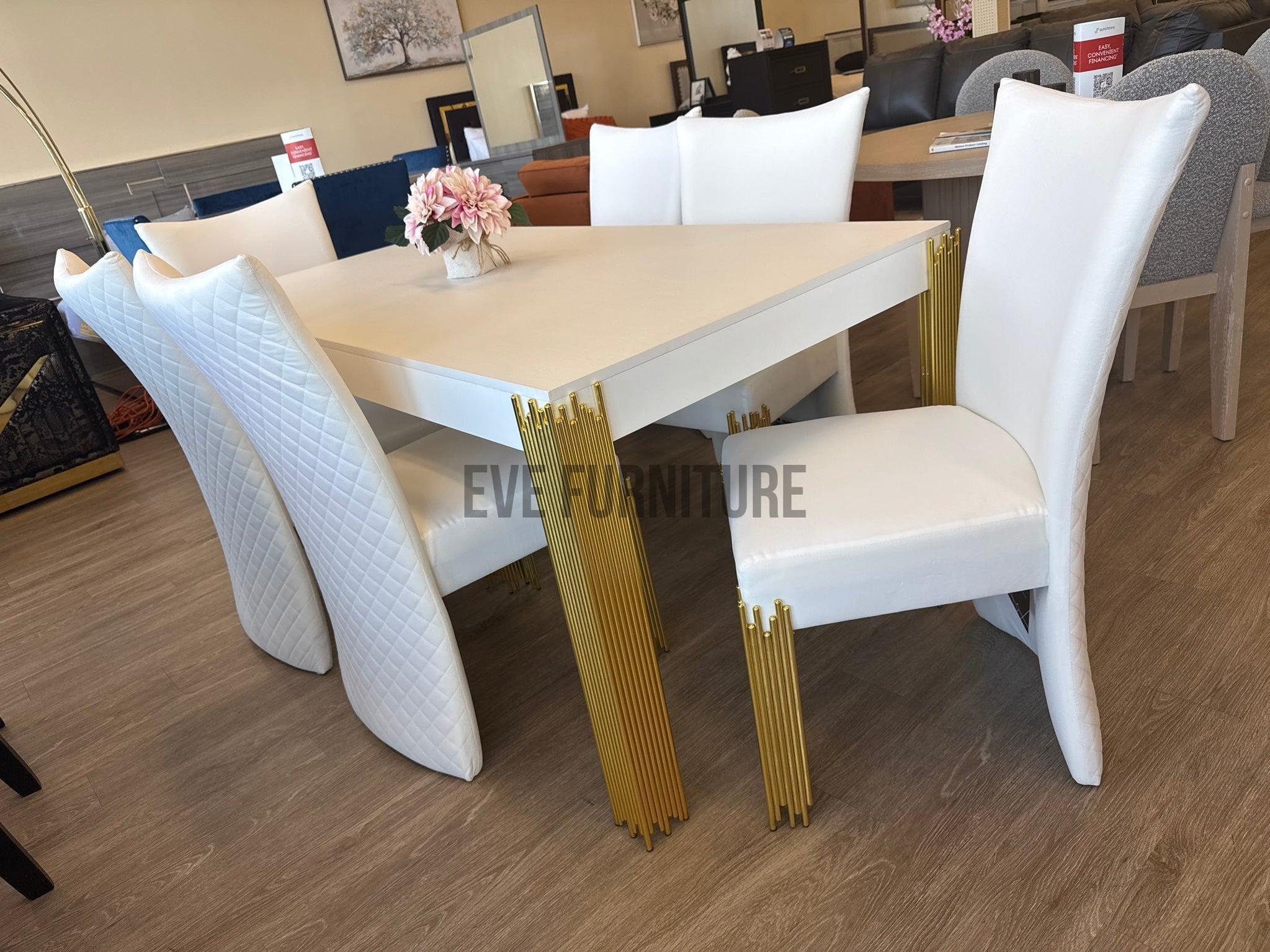 Glamor White/Gold 7-Piece Dining Room Set - Image 5