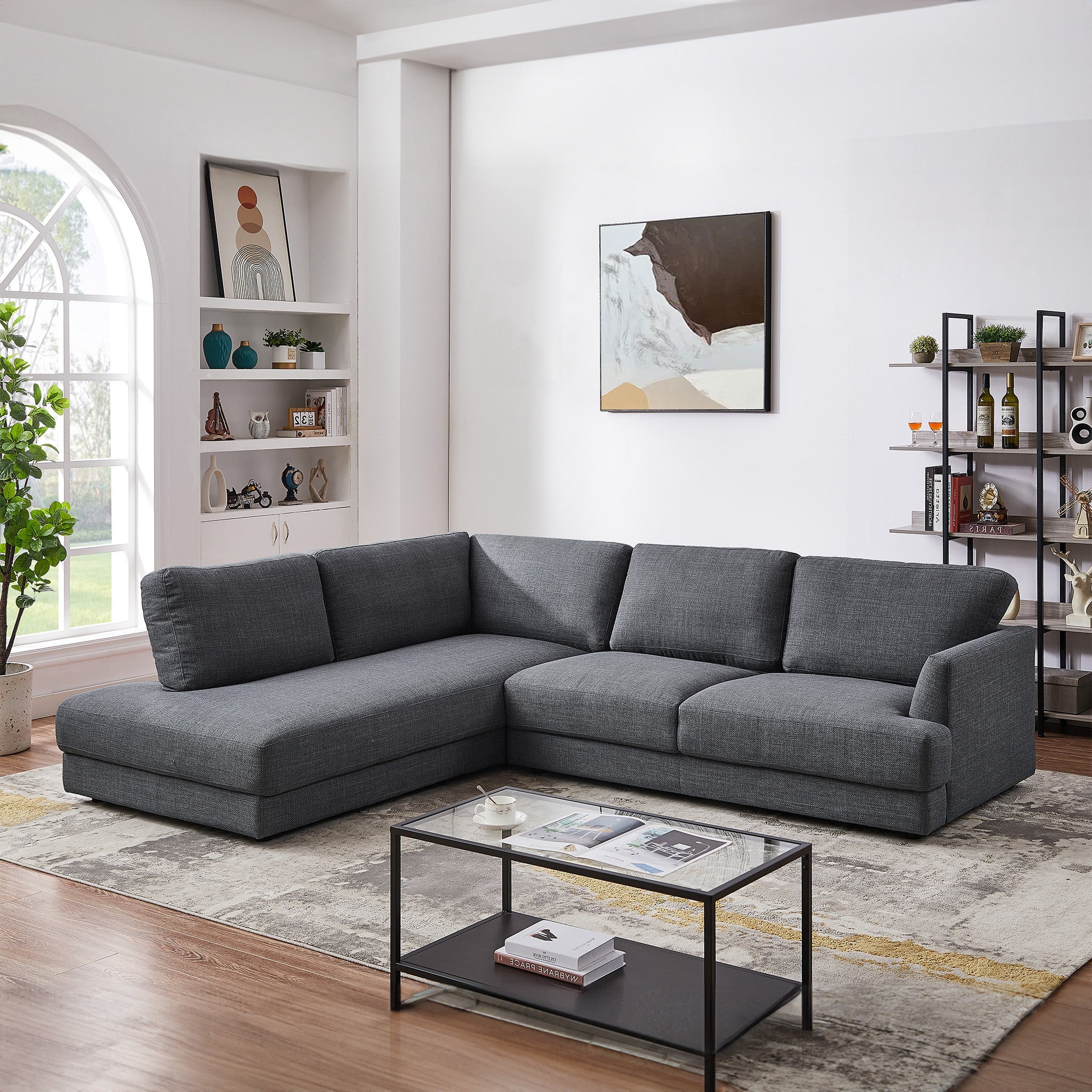 Glander Grey Fabric Left-Facing Sectional Sofa - Image 4