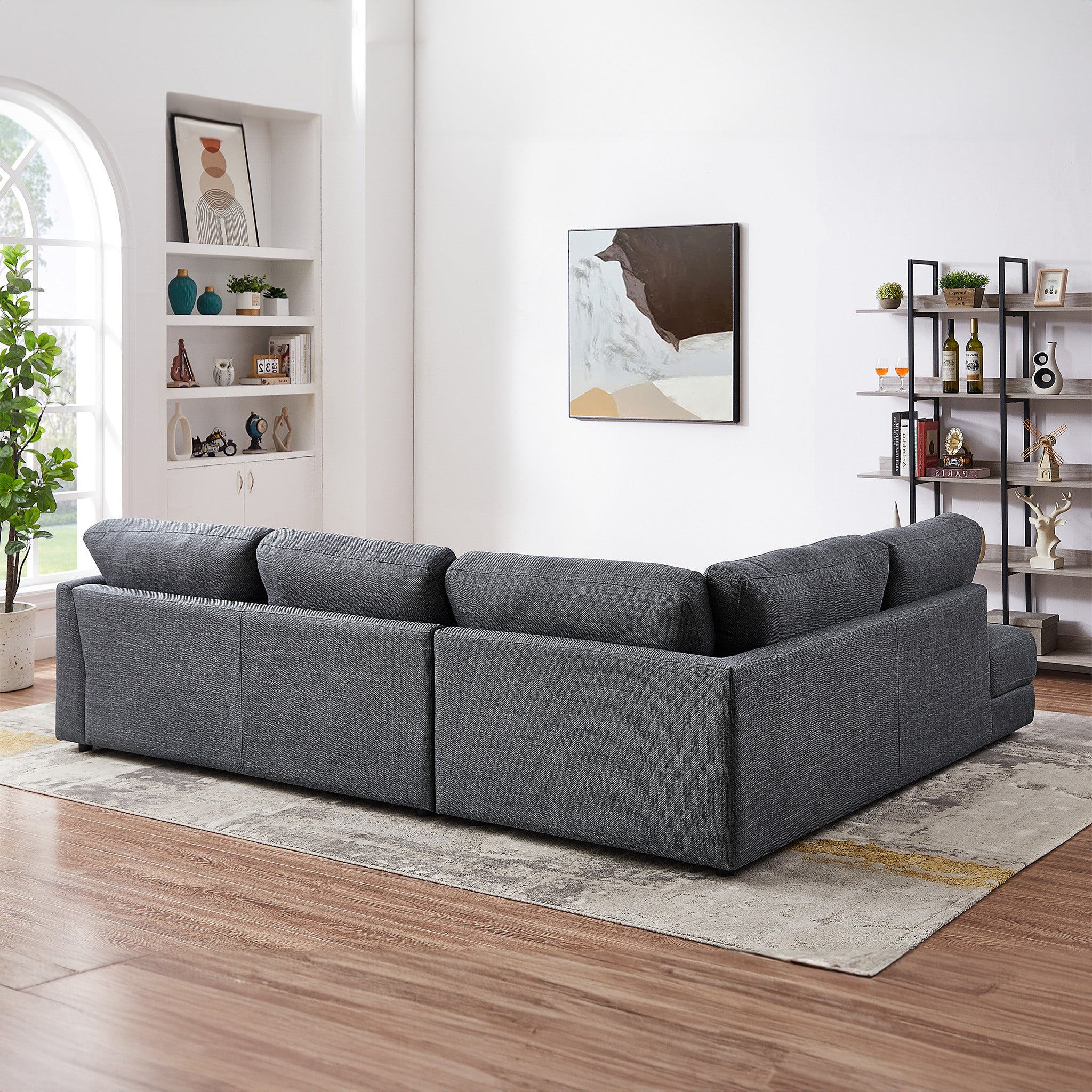 Glander Grey Fabric Left-Facing Sectional Sofa - Image 7