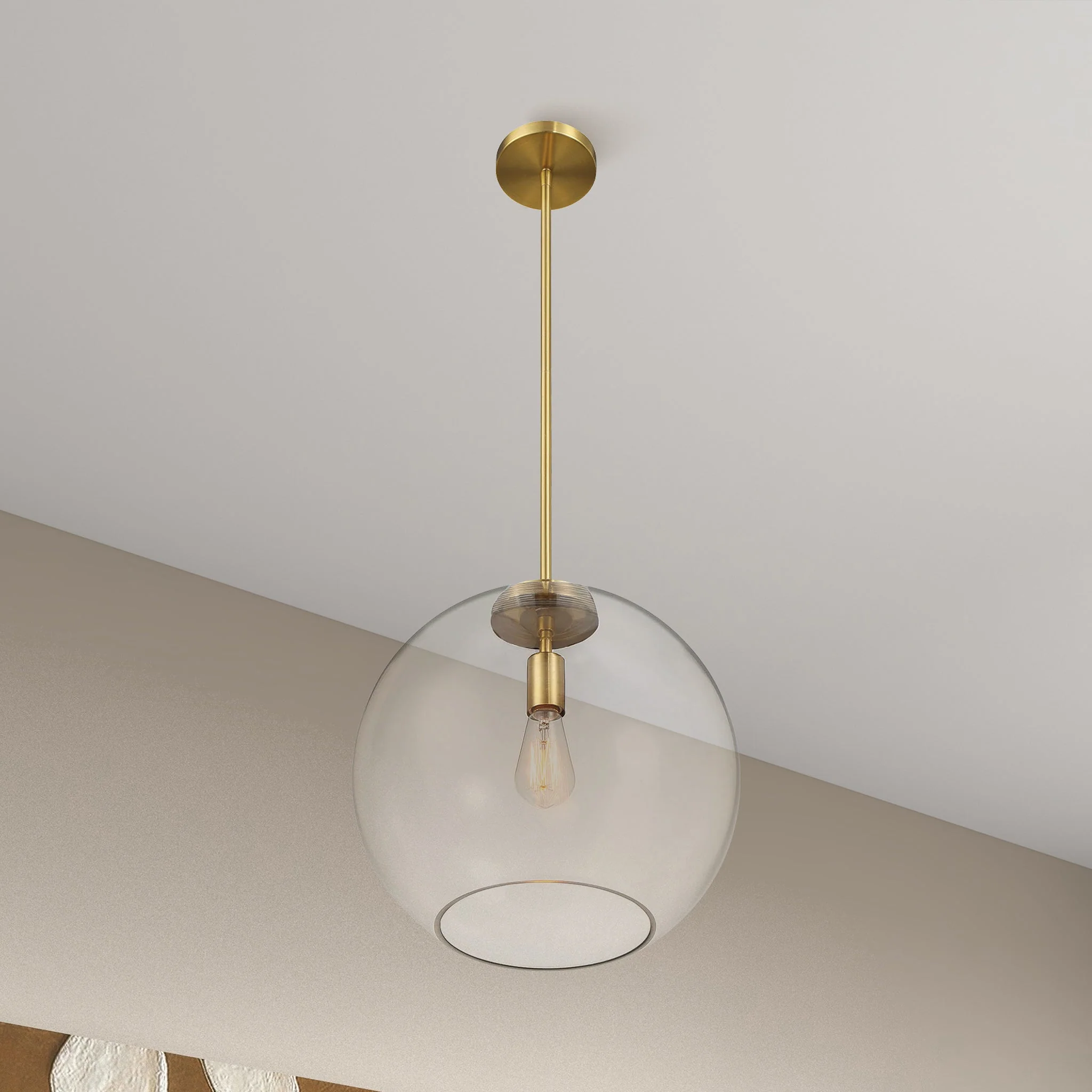 Gleam Pendant Lamp - Satin Brass and Clear Glass - Image 3