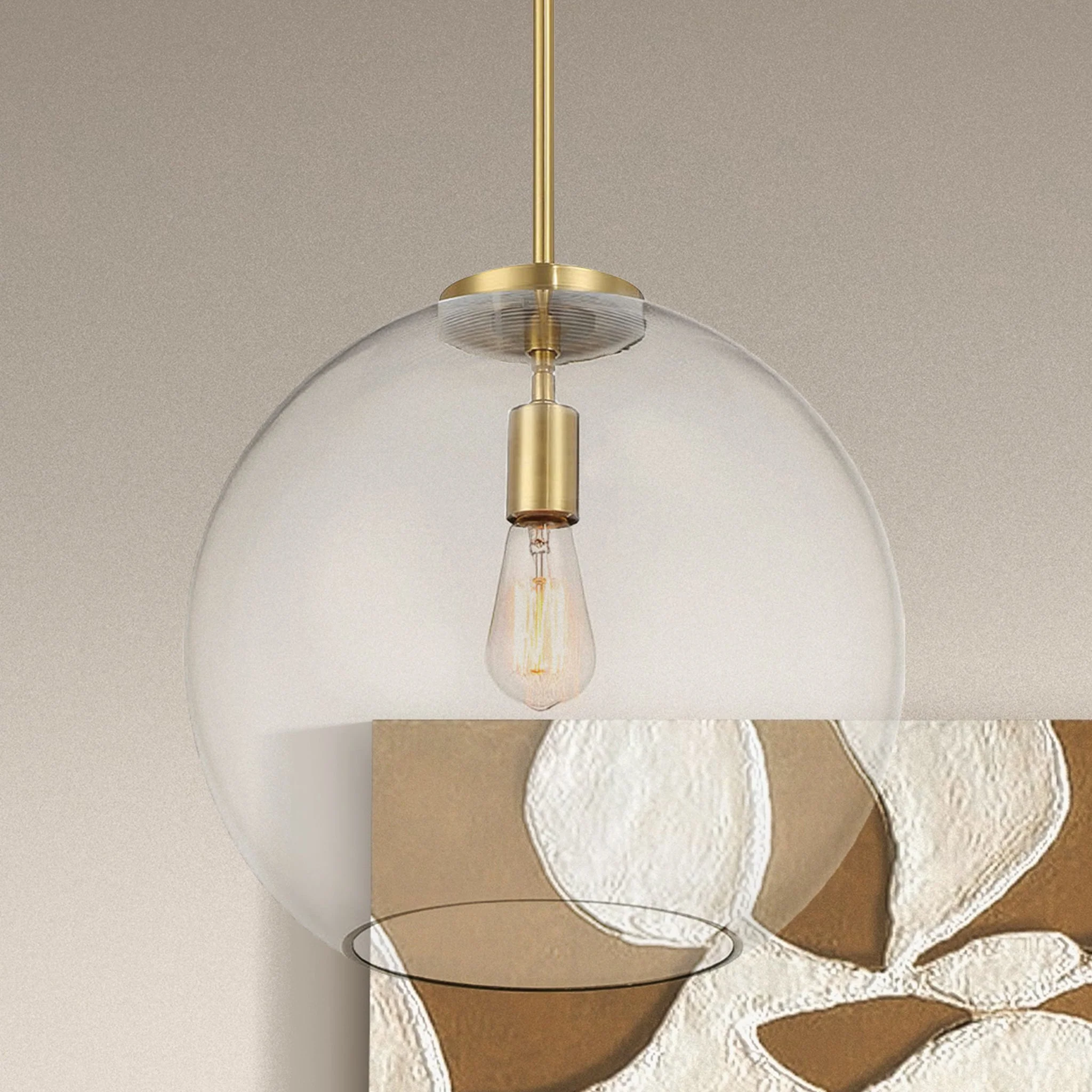 Gleam Pendant Lamp - Satin Brass and Clear Glass - Image 6
