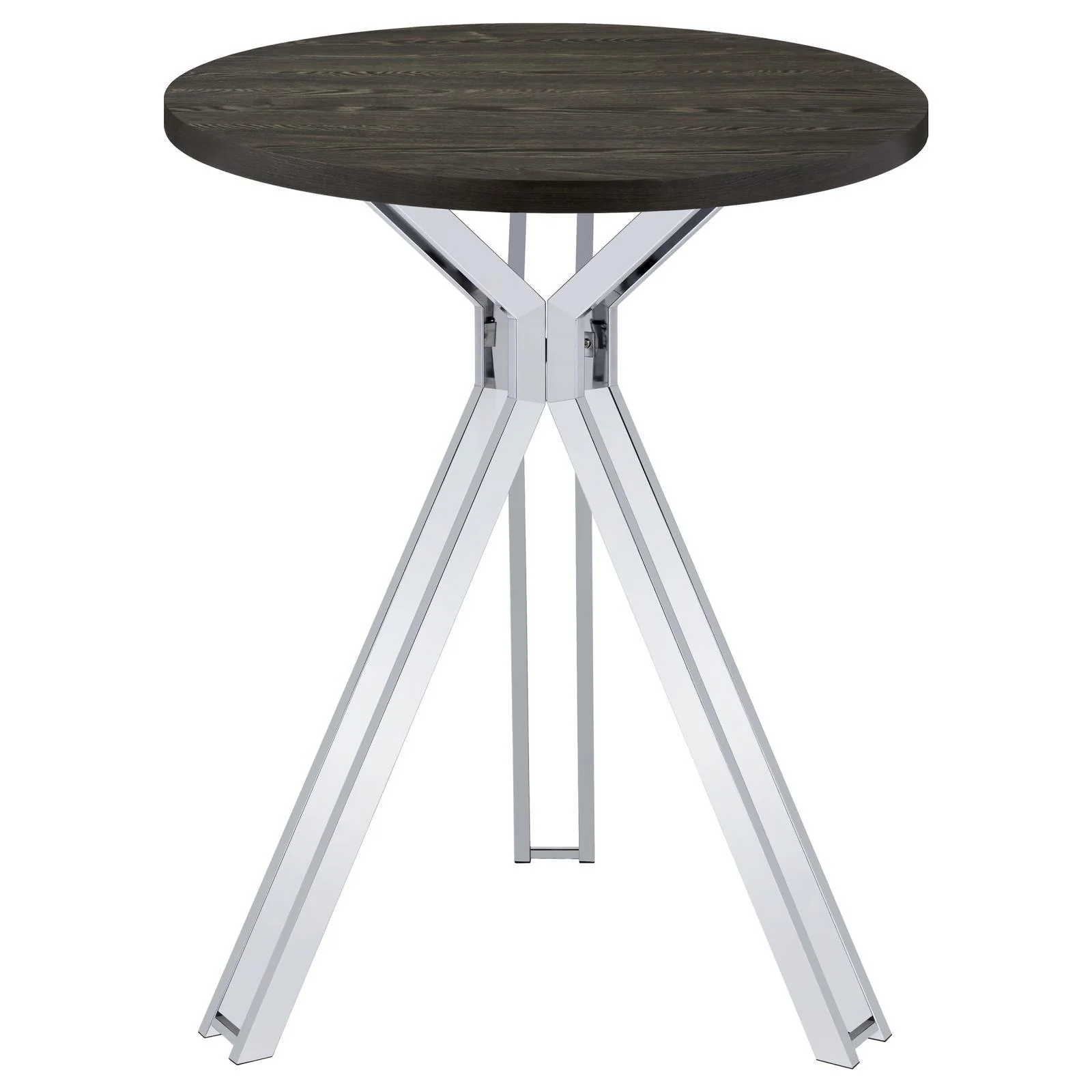 Glenbrook Satin Nickel Round Glass Top Bar Table - Image 4