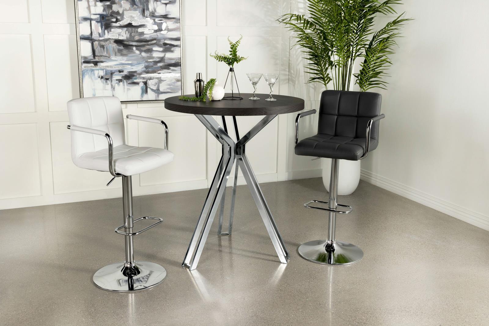Glenbrook Satin Nickel Round Glass Top Bar Table - Image 8