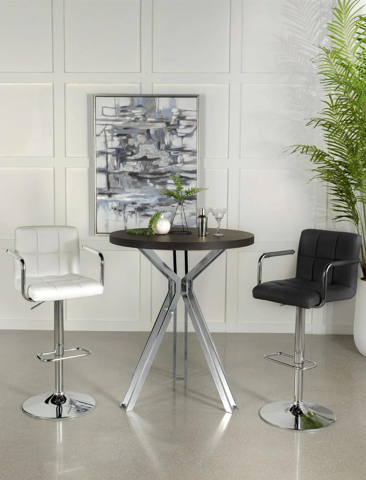 Glenbrook Satin Nickel Round Glass Top Bar Table - Image 9