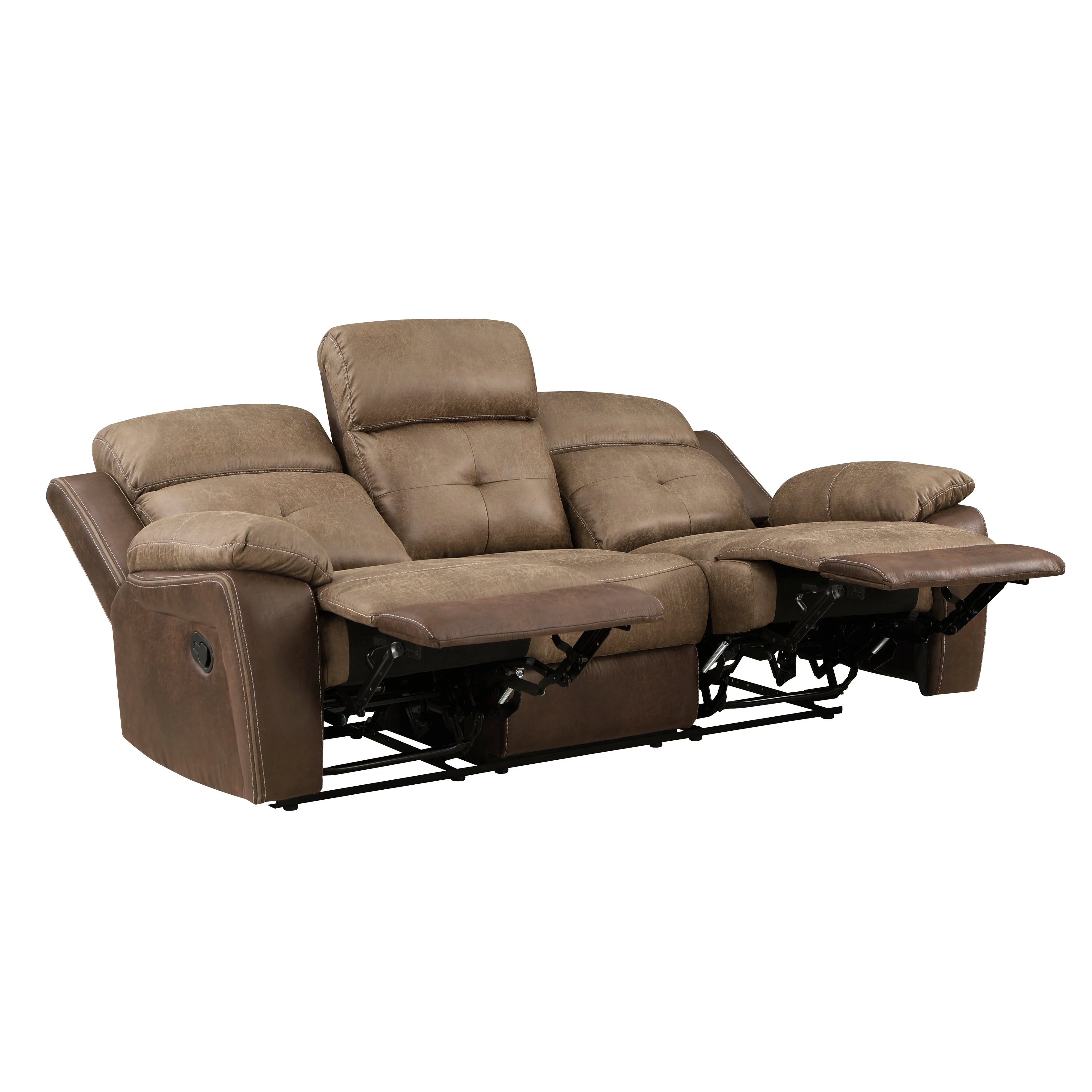 Glendale Brown Microfiber Double Reclining Living Room Set - Image 5
