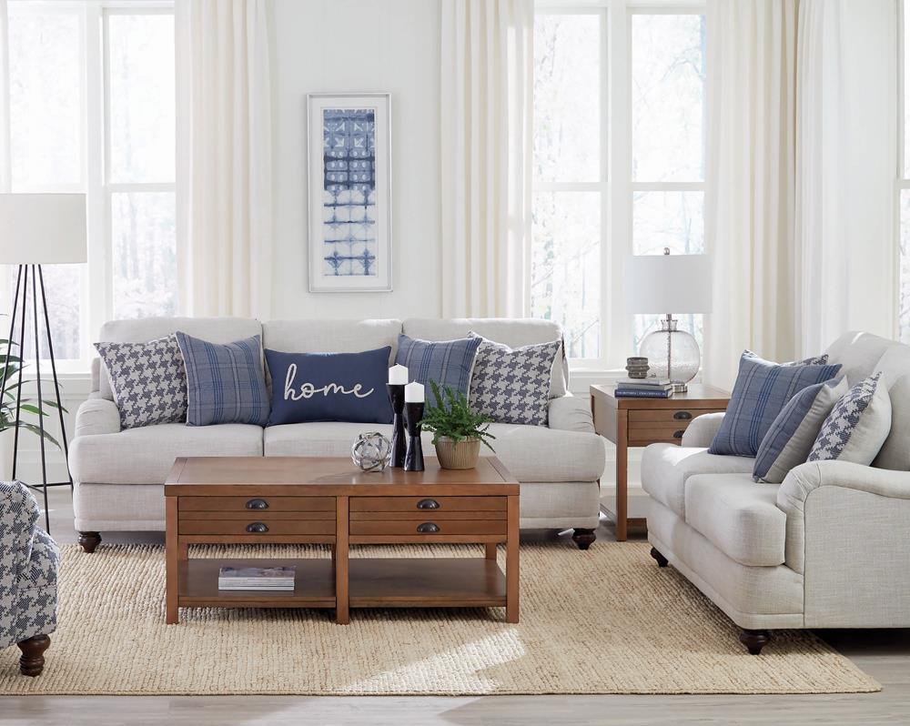 Glenn Light Grey and Blue 2-piece Upholstered Sofa Set