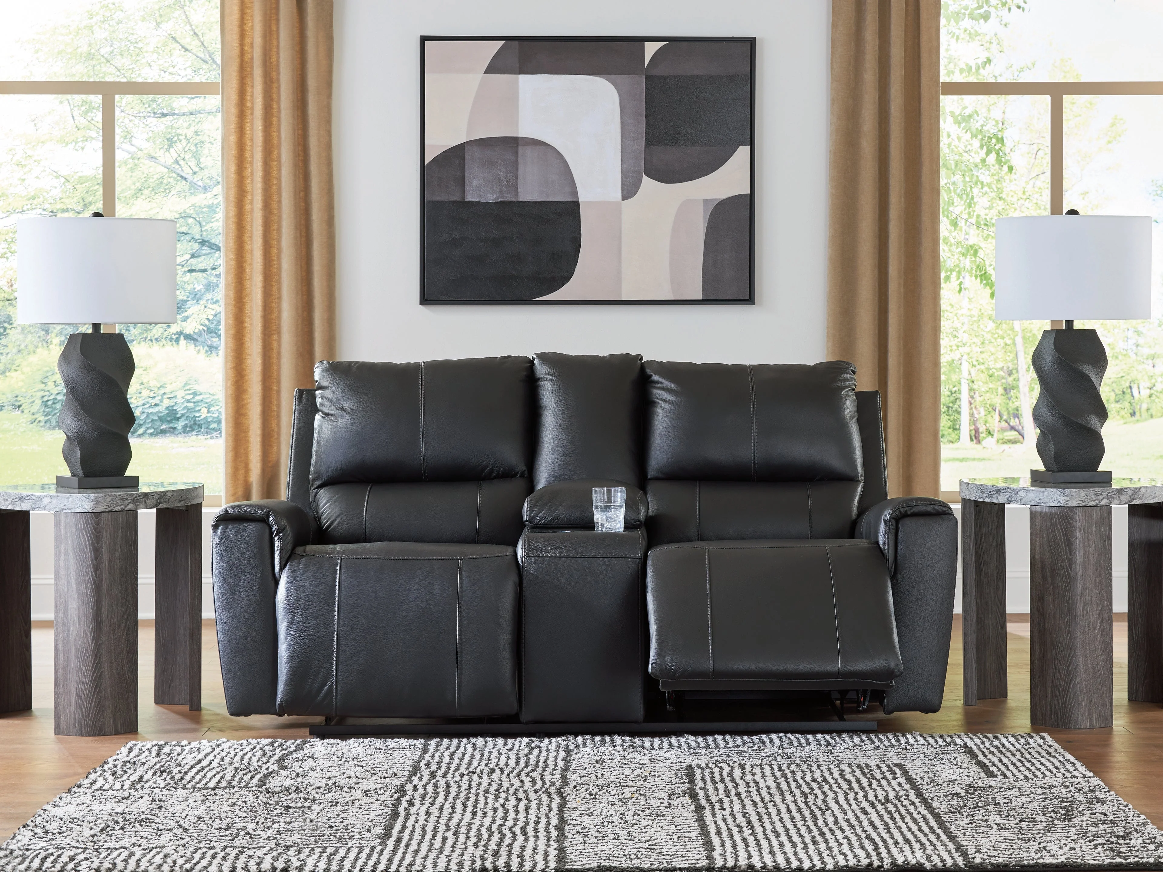 Glossmore Black Reclining Loveseat with Console - Image 6