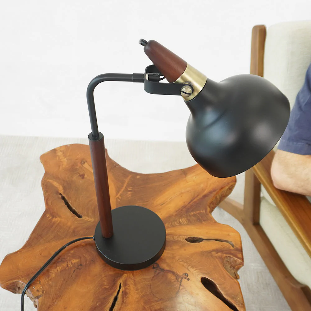 GlowLite Black Table Lamp with Cone Shade - Image 3