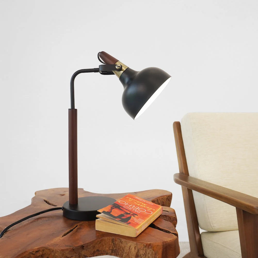 GlowLite Black Table Lamp with Cone Shade - Image 4