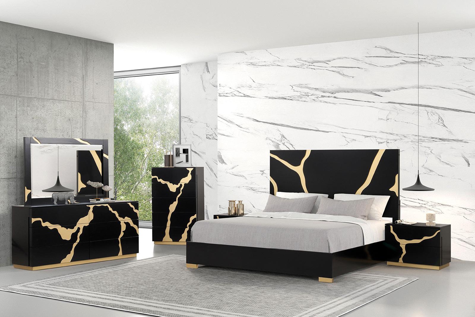 Goldsberg Black/Gold King Panel Bed - Image 2