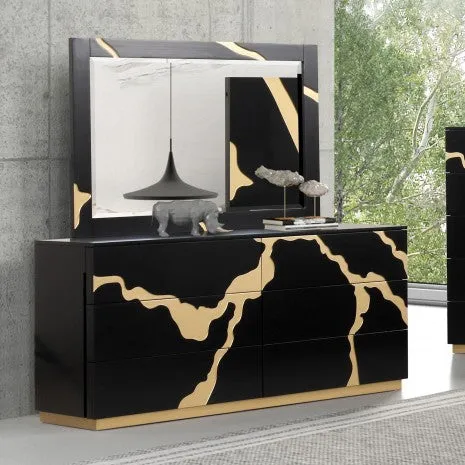 Goldsberg Black/Gold 5-Piece Queen Bedroom Set - Image 4