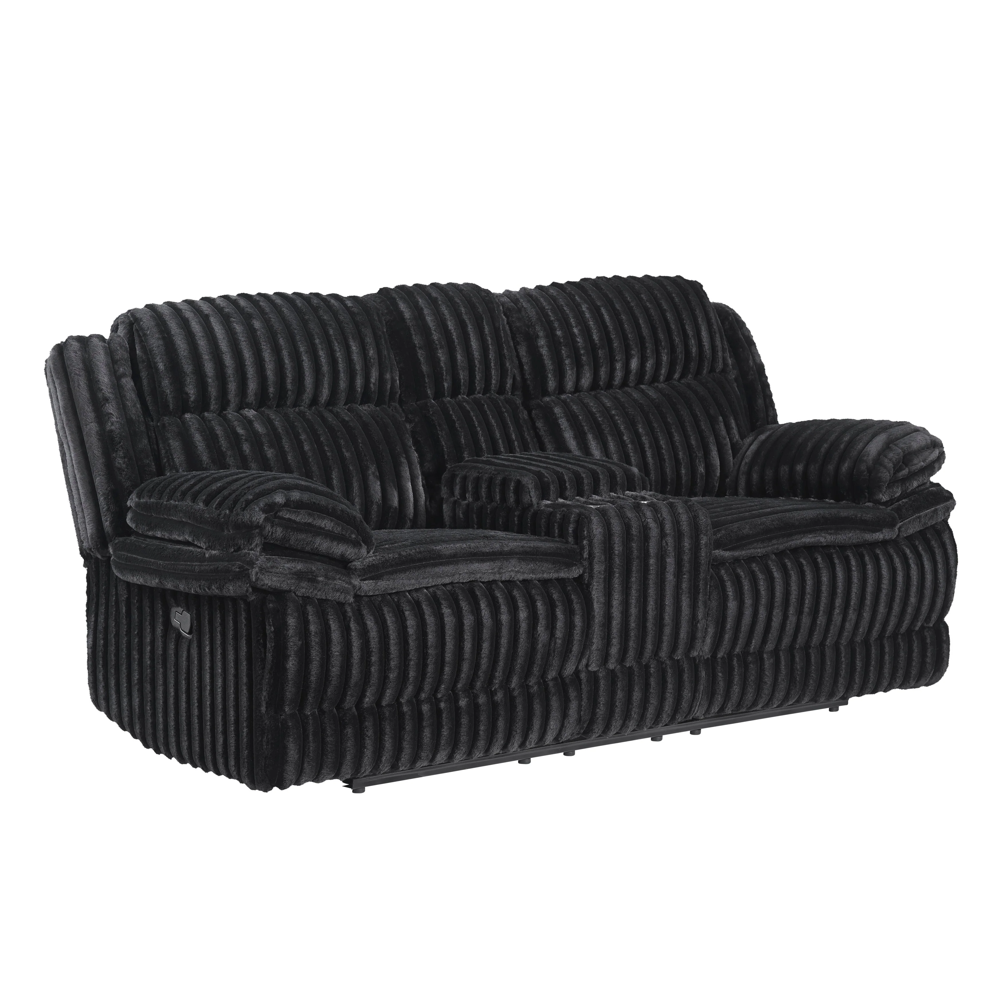Goodland Black Double Reclining Love Seat with Center Console