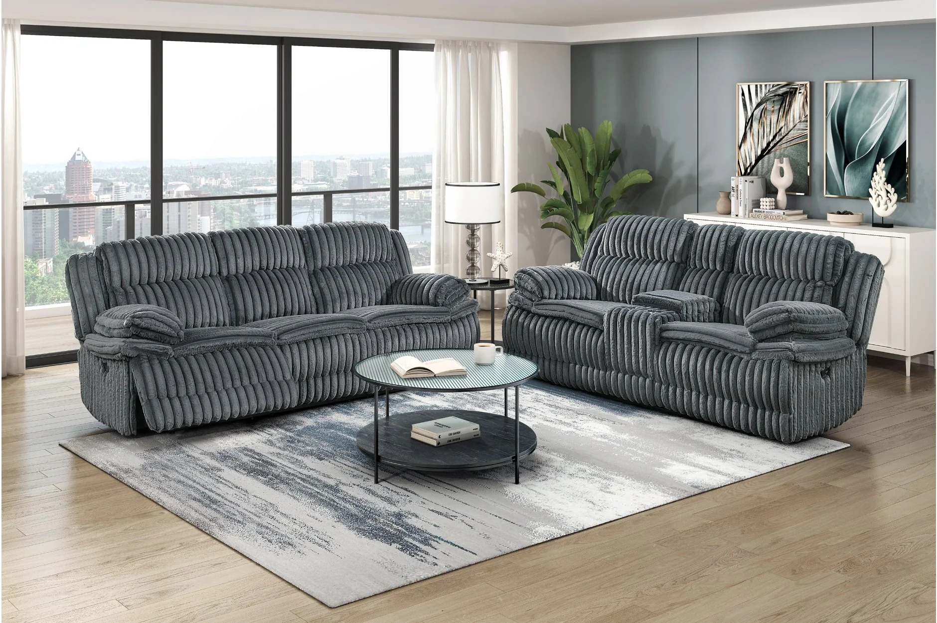 Goodland Dark Gray Double Reclining Living Room Set - Image 2