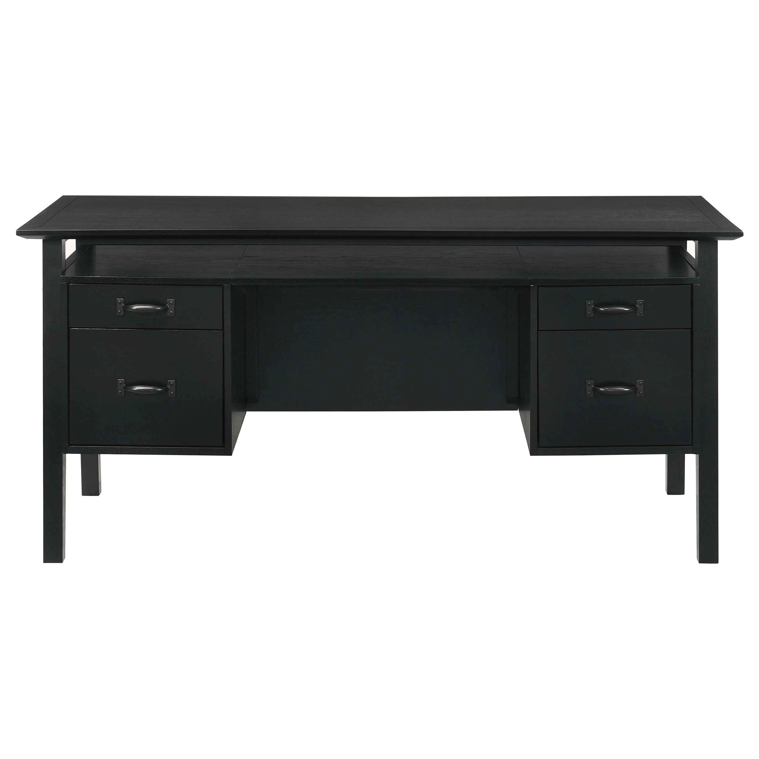 Goodson Black 64-inch 4-Drawer Double Pedestal Computer Desk - Image 5