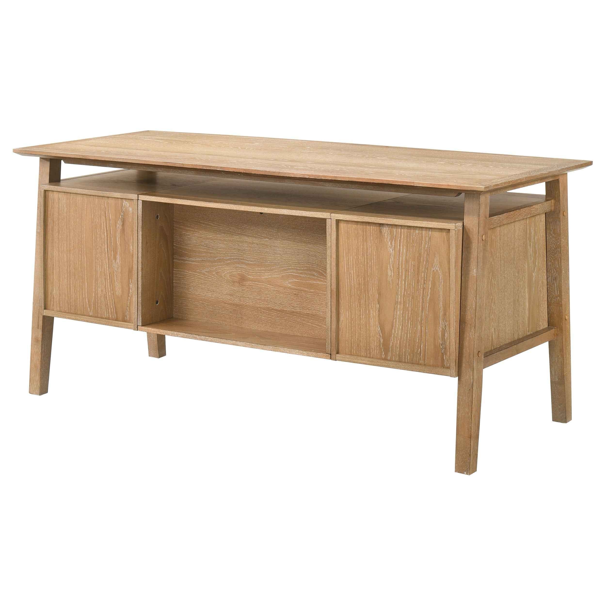 Goodson Distressed Light Brown 64-inch 4-Drawer Double Pedestal Computer Desk - Image 10