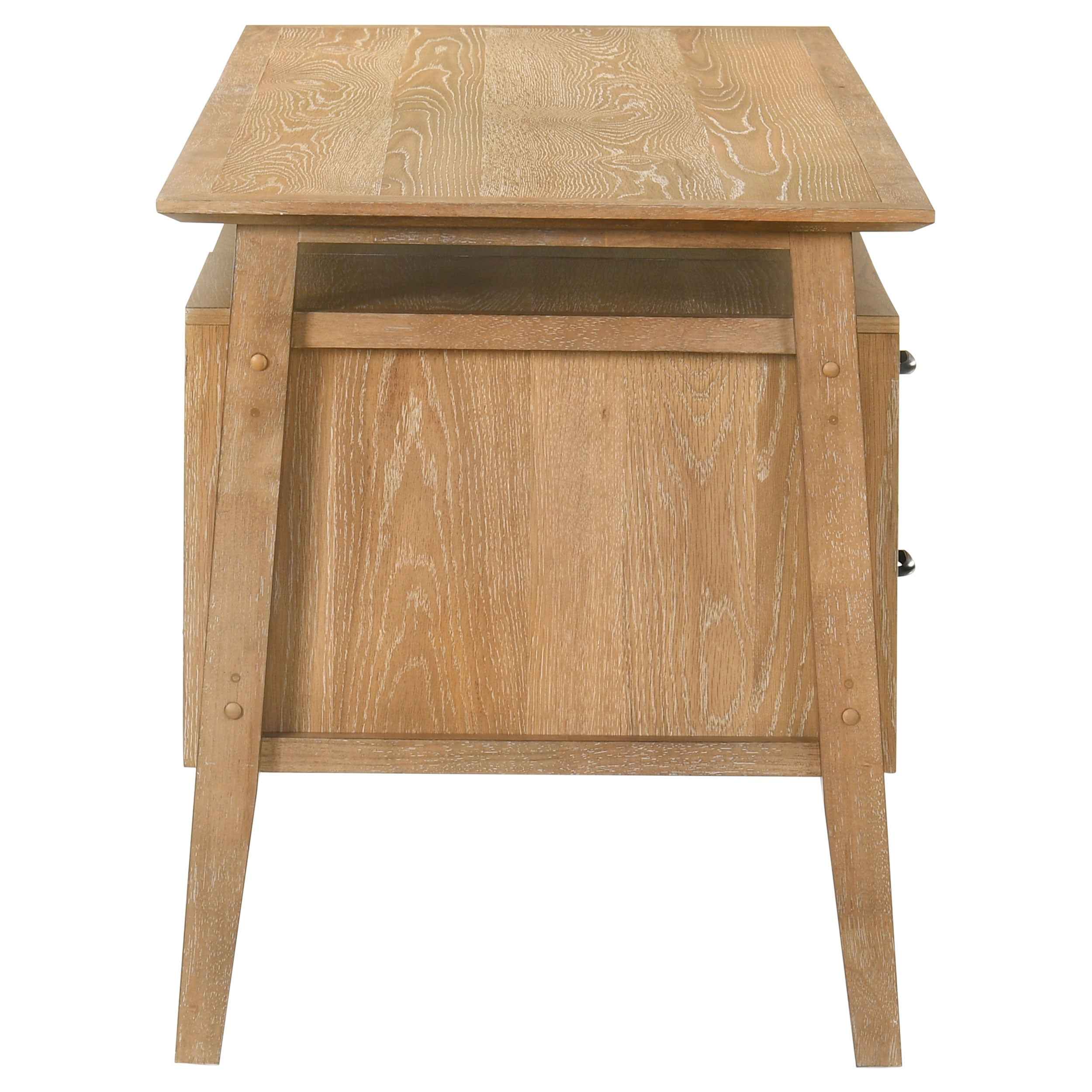 Goodson Distressed Light Brown 64-inch 4-Drawer Double Pedestal Computer Desk - Image 11