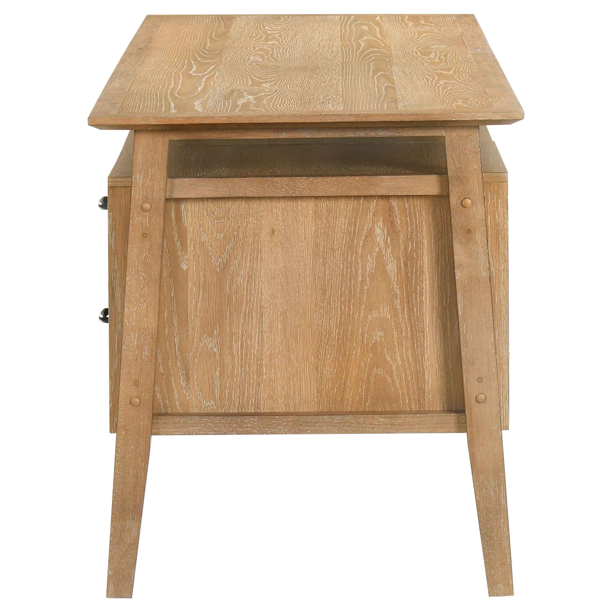 Goodson Distressed Light Brown 64-inch 4-Drawer Double Pedestal Computer Desk - Image 7