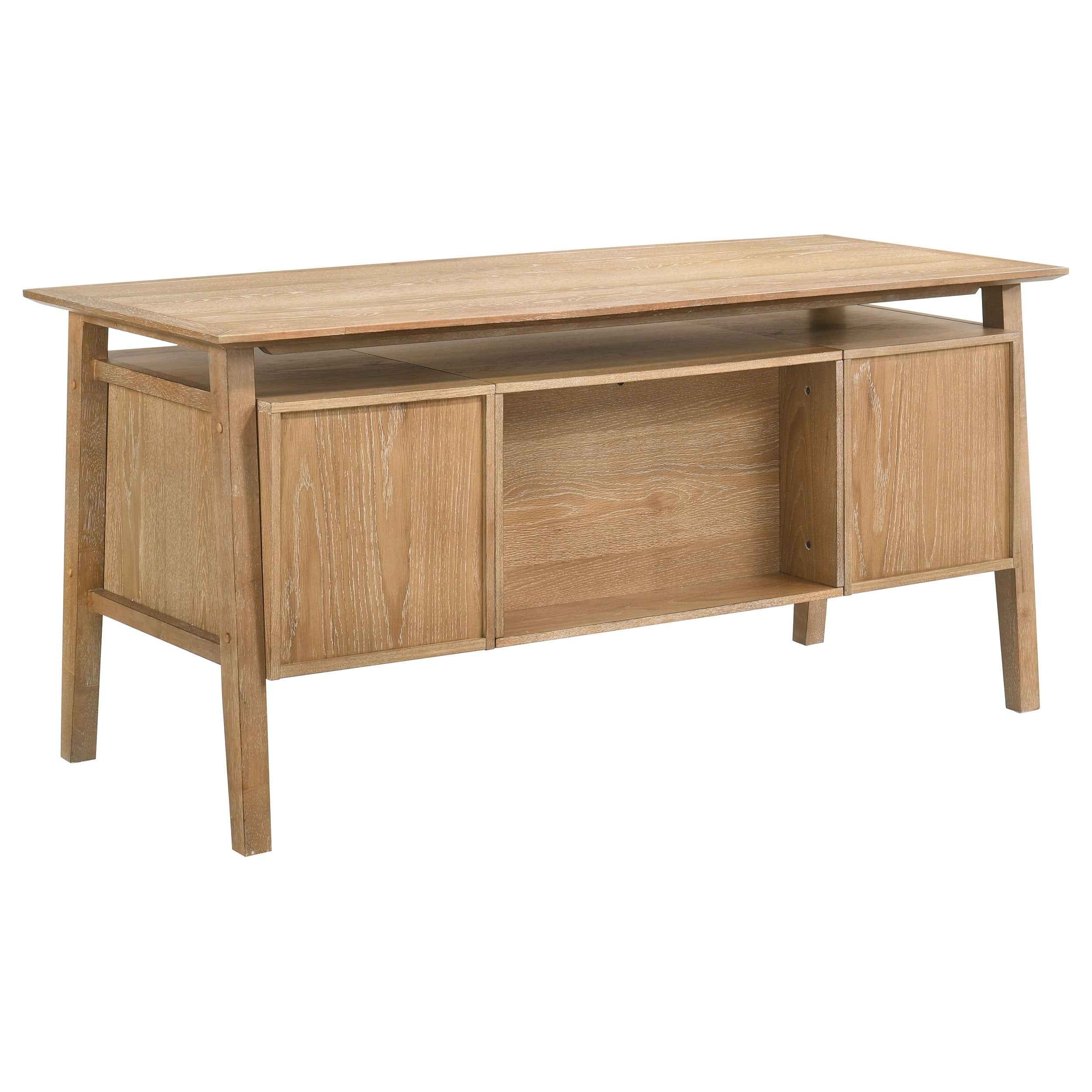 Goodson Distressed Light Brown 64-inch 4-Drawer Double Pedestal Computer Desk - Image 8