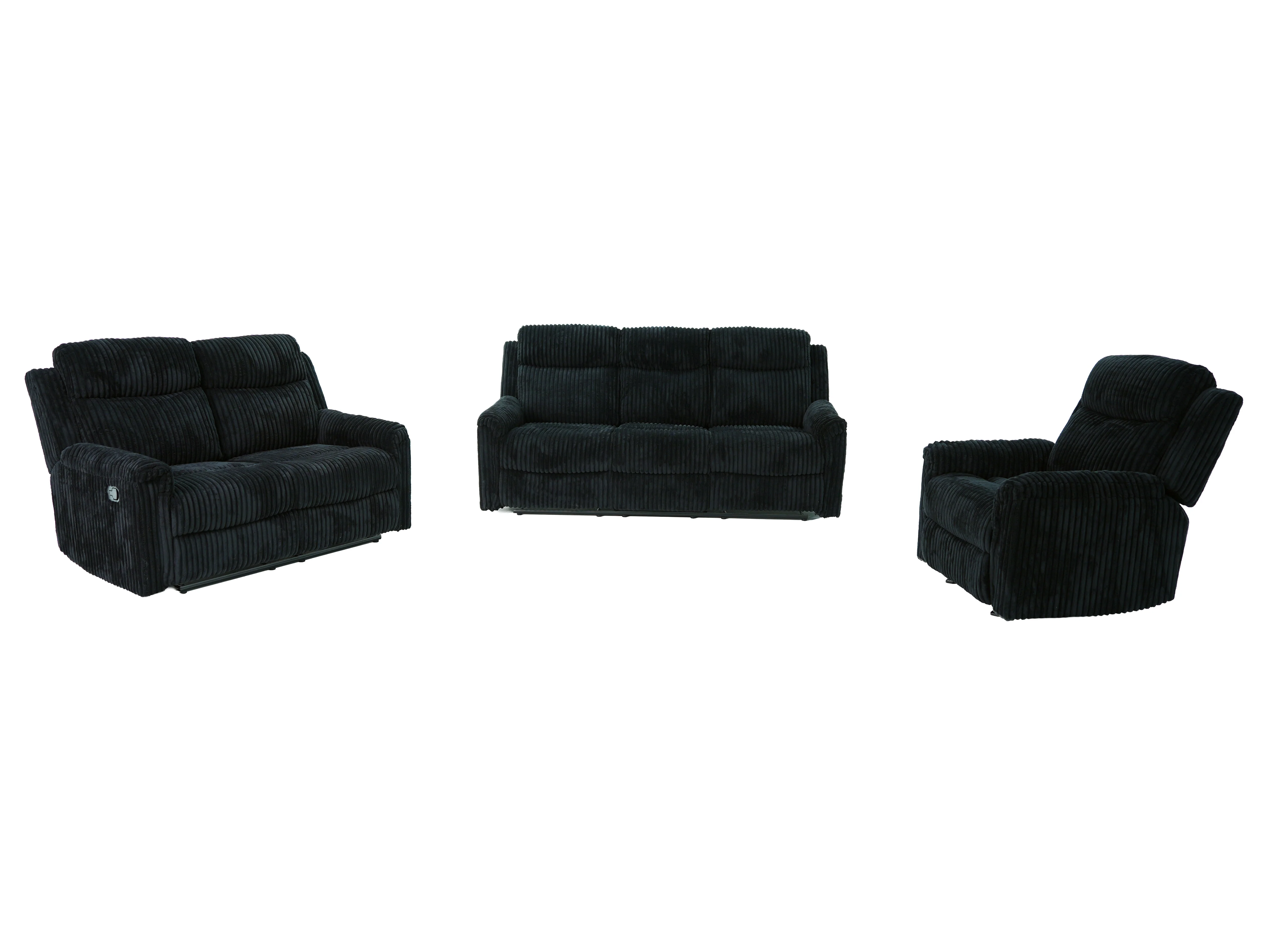 Grace Black Corduroy 3-Piece Reclining Set - Image 10