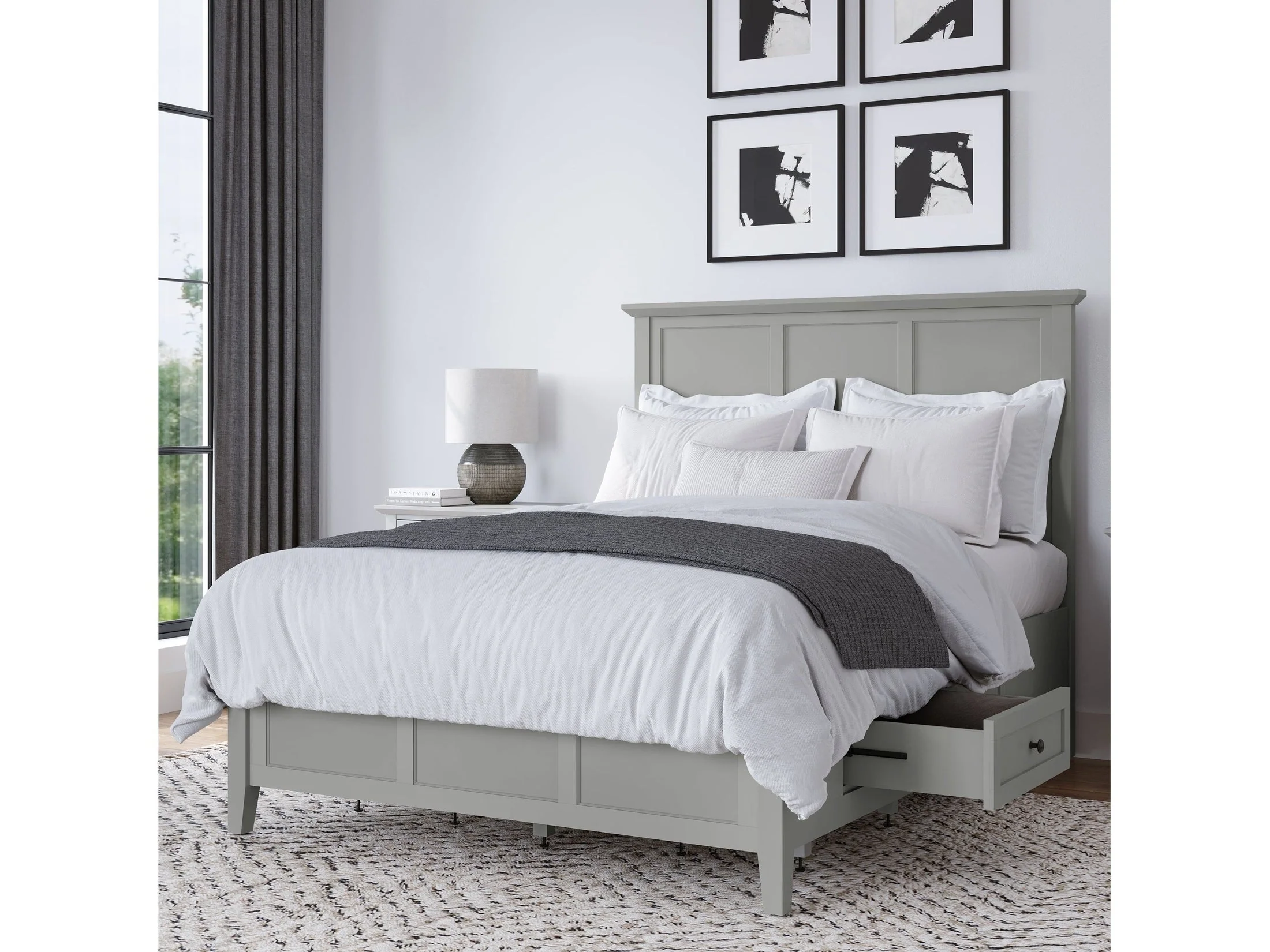 Grace Four Drawer Full Platform Storage Bed in Elephant Gray