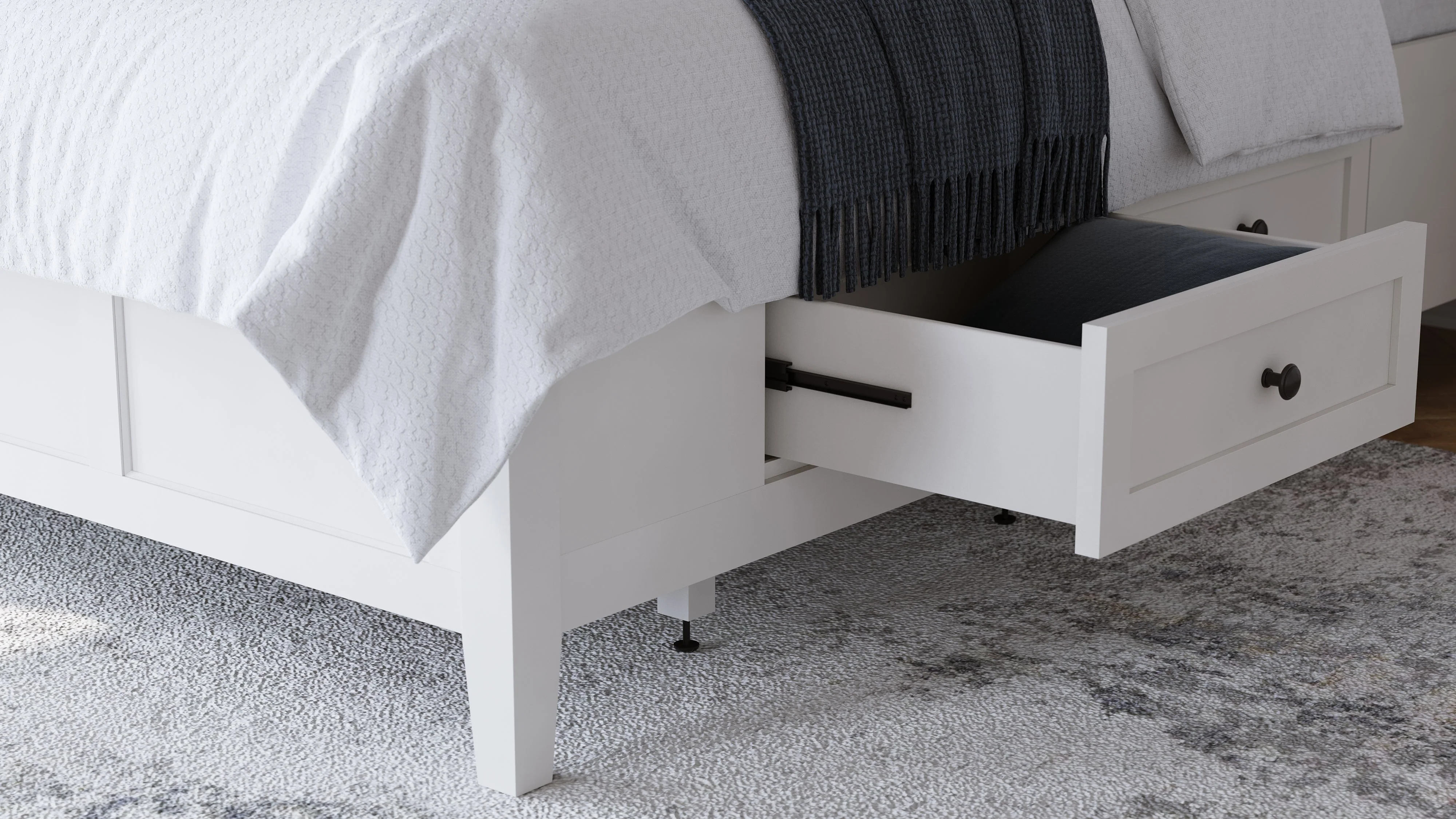 Grace Four Drawer Full Platform Storage Bed in Snowfall White - Image 2