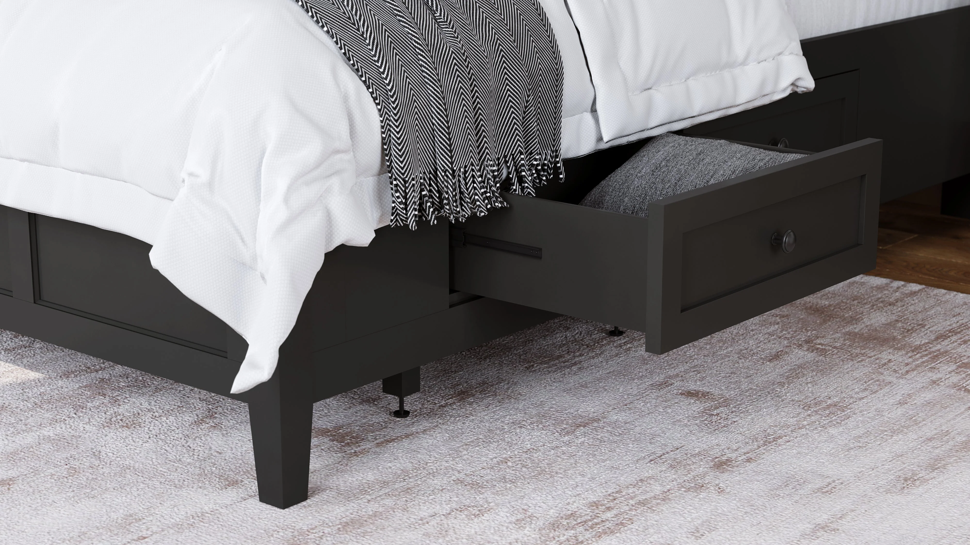 Grace Four Drawer Queen Platform Storage Bed in Raven Black - Image 2
