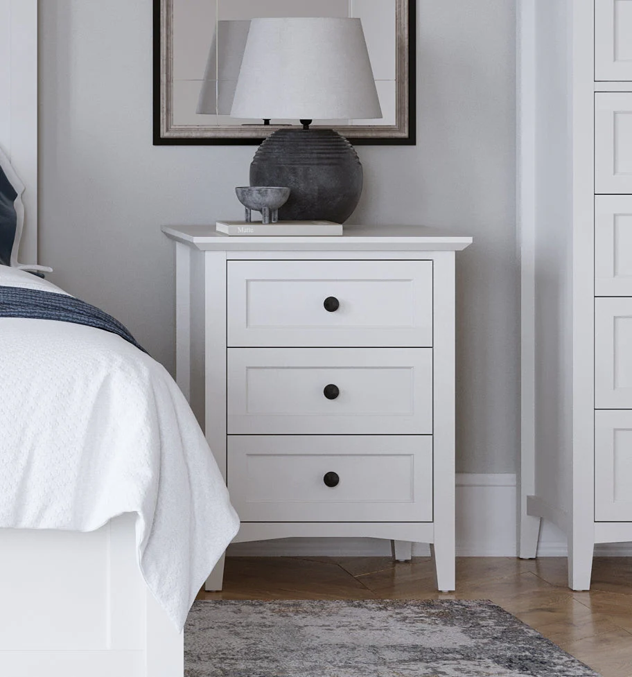 Grace Three Drawer Nightstand in Snowfall White - Image 7